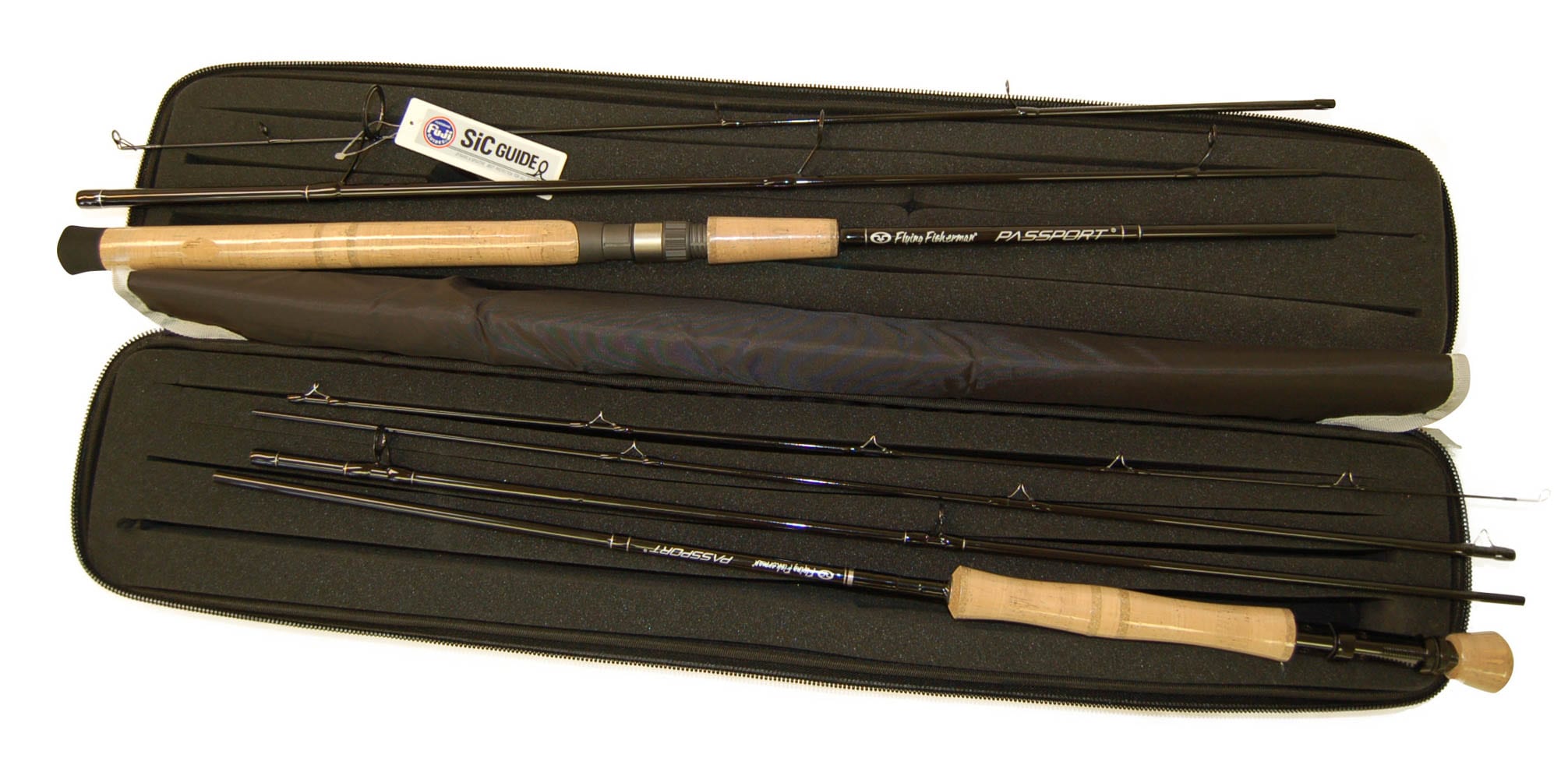 Flying Fisherman Passport Heavy Weight Fly and Spinning Travel Rod Set. 4  Piece, 10 Ft., 8 Weight x Fast Fly Rod and 3 Piece, 7 Ft., 12-25 Lb., 3/4-  2-1/2 -oz, Fast