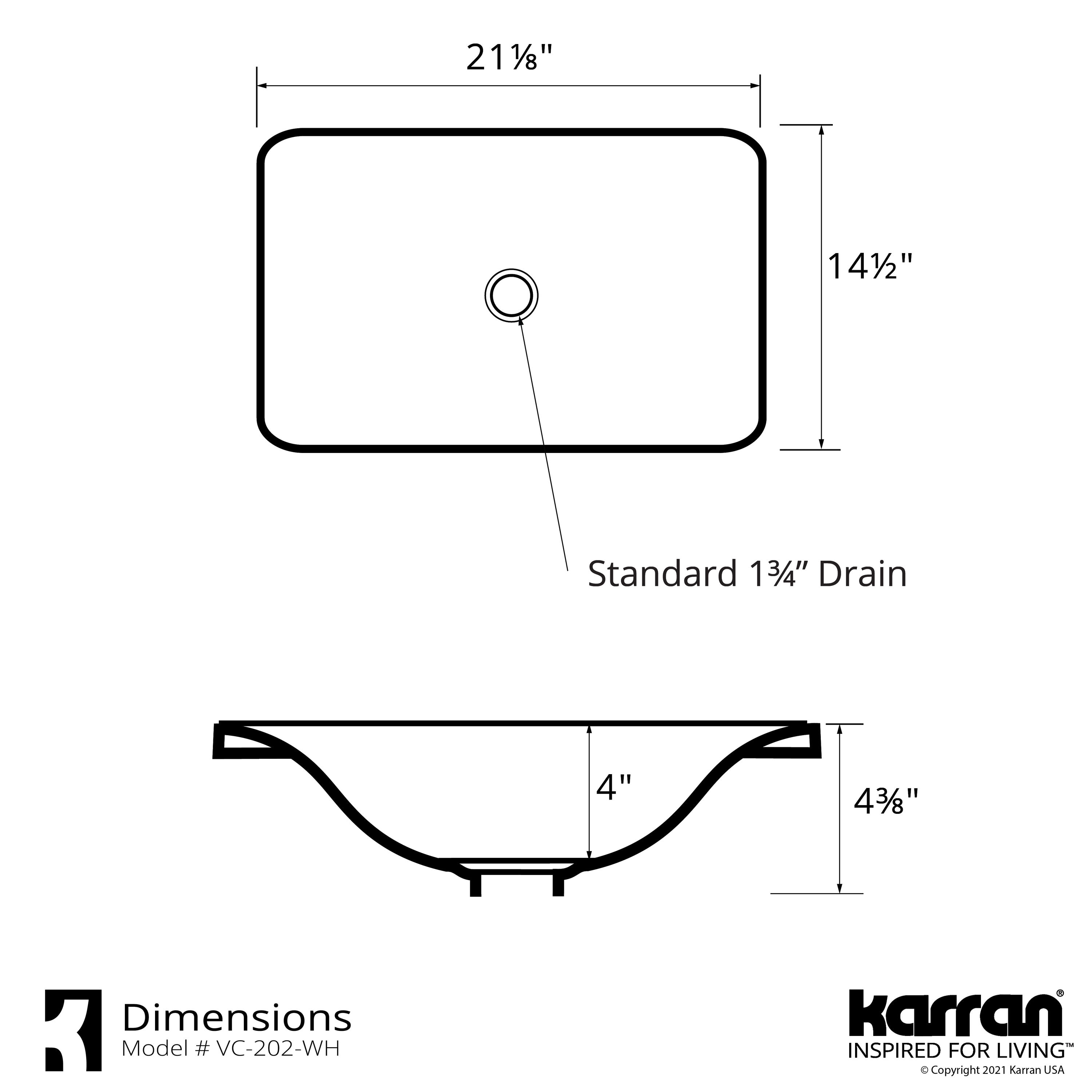 Valera 21-Inch White Ceramic Rectangular Bathroom Sink