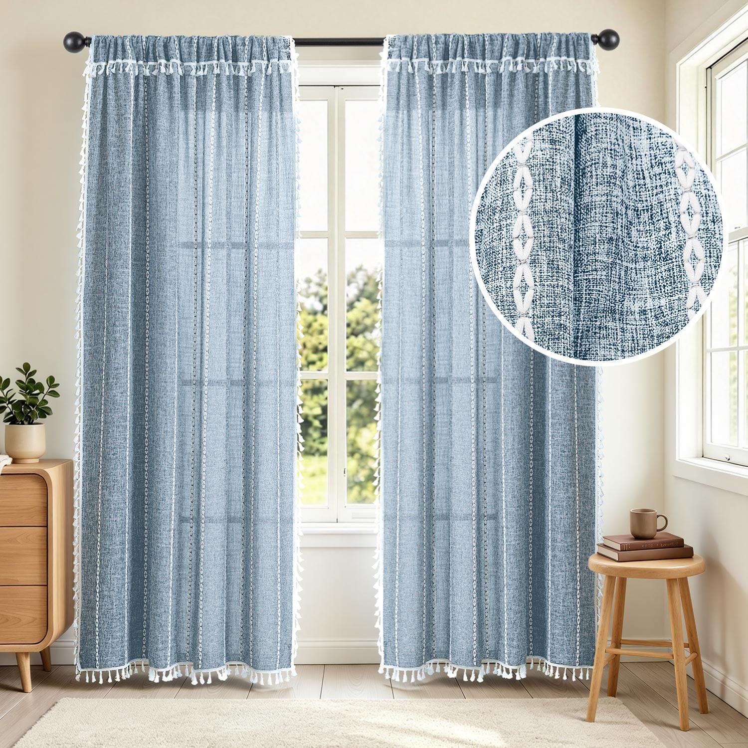 Awesome Home - Casual Fringe Light Filtering Curtains