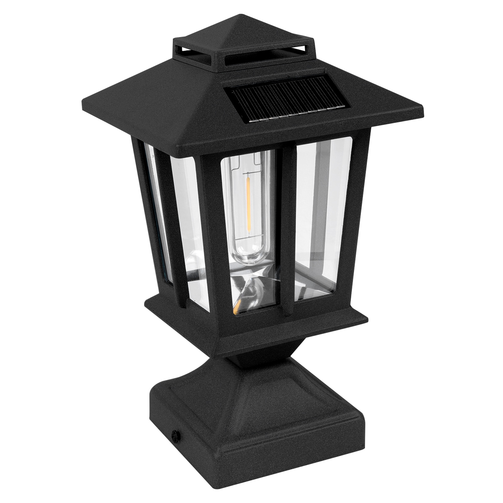 LamQee 10.6-in H Black Solar LED Post Light in the Complete Post Lights  department at