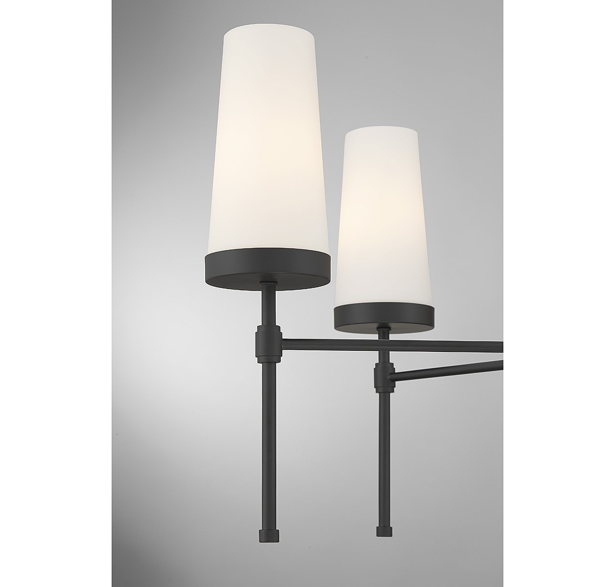 Matte Black 6-Light Chandelier with White Opal Glass Shades