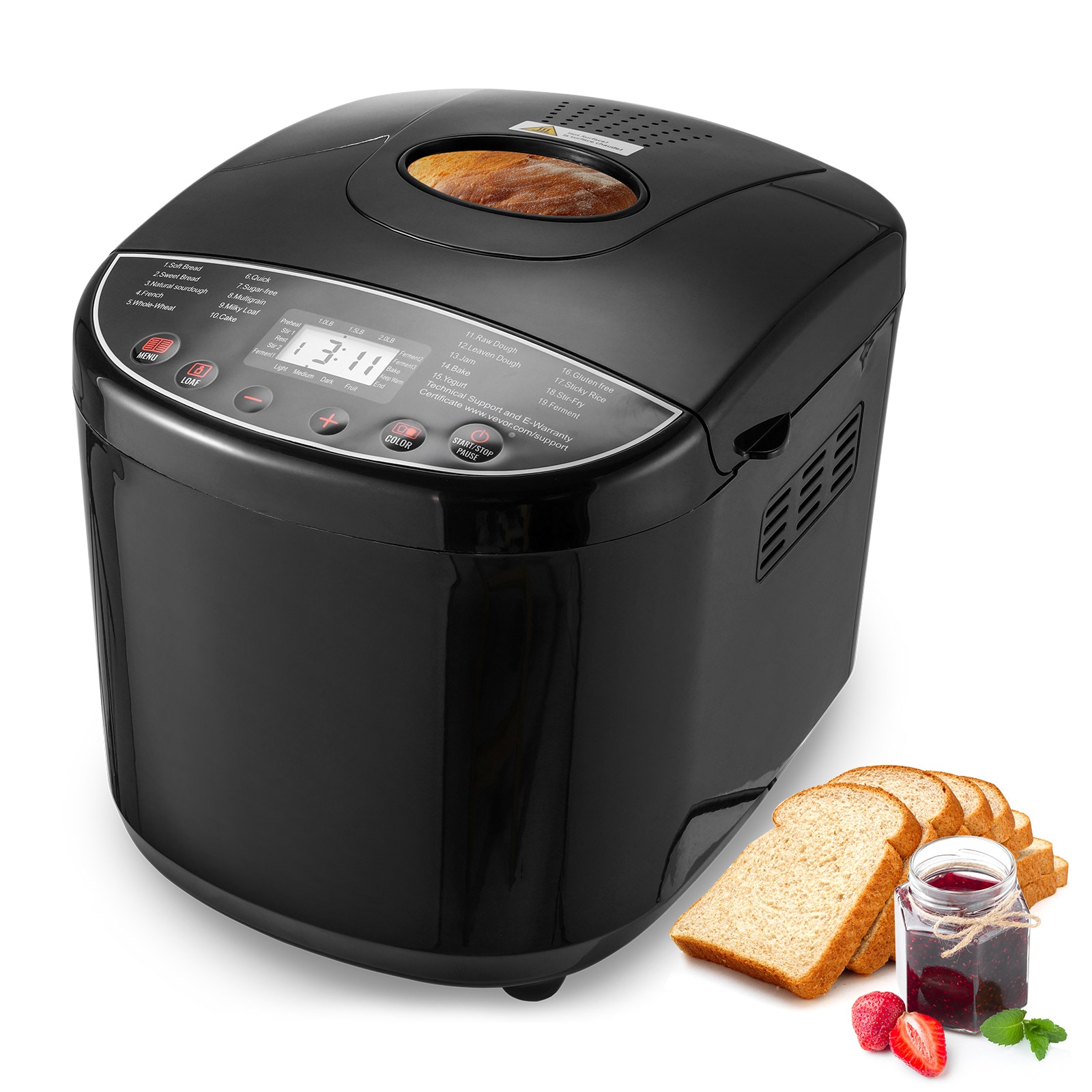 VEVOR MBJSLX2LB650WB0PFV1 Black Bread Maker (Bakes up to 2-lb loaf)