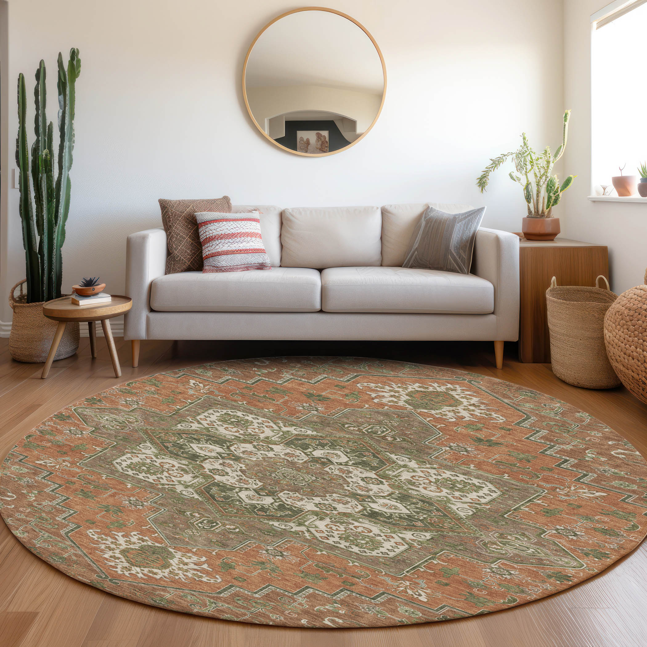 Addison Rugs ACN1036RU8RO Chantille ACN1036RU 8 x 8 (ft) Loomed Polyester Rust Round Indoor/Outdoor Machine washable Area rug