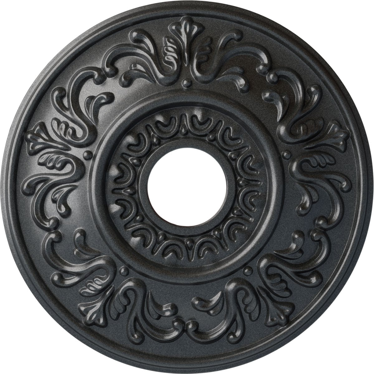Ekena Millwork CM18VLPES Valletta 18-in W x 18-in L Painted Pewter Polyurethane Whole Ceiling Medallion