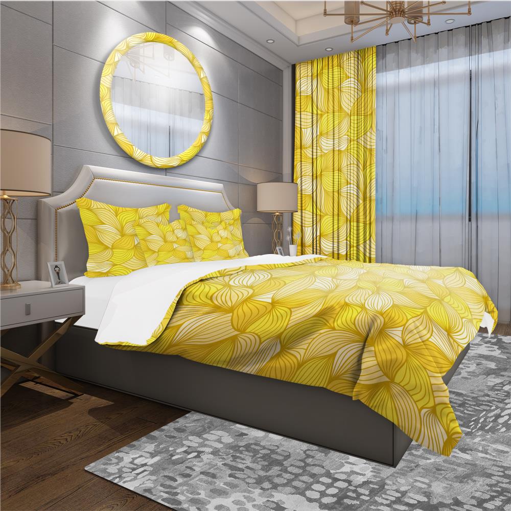 Designart BED18827-K 3 -Piece Yellow King Duvet cover Set