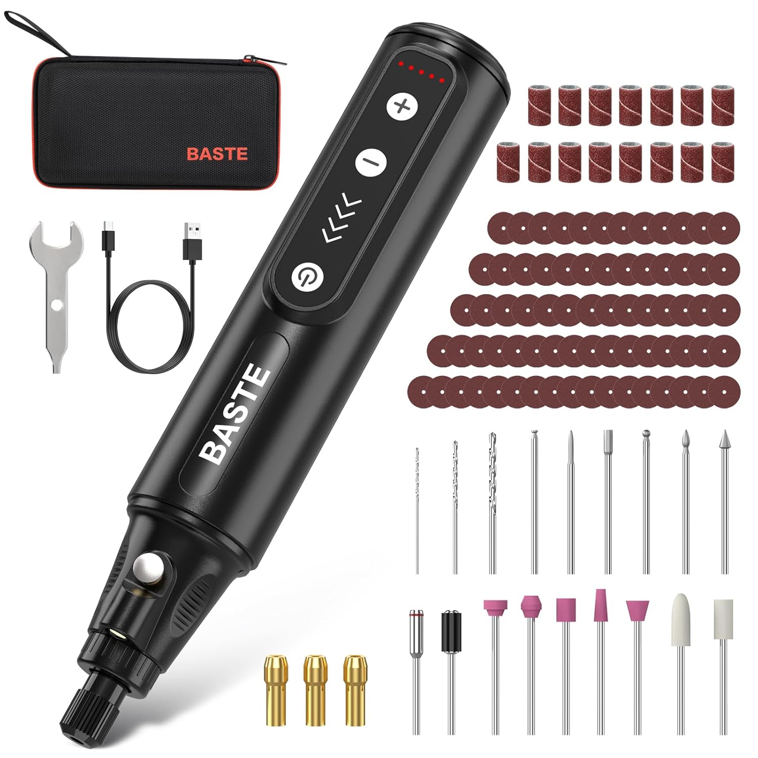 HARDELL Mini Cordless Rotary Tool Kit 5-Speed 18000RPM with 109 Accessories Type-C Charging LED Light for Engraving Drilling Sanding Polishing Etching Carving