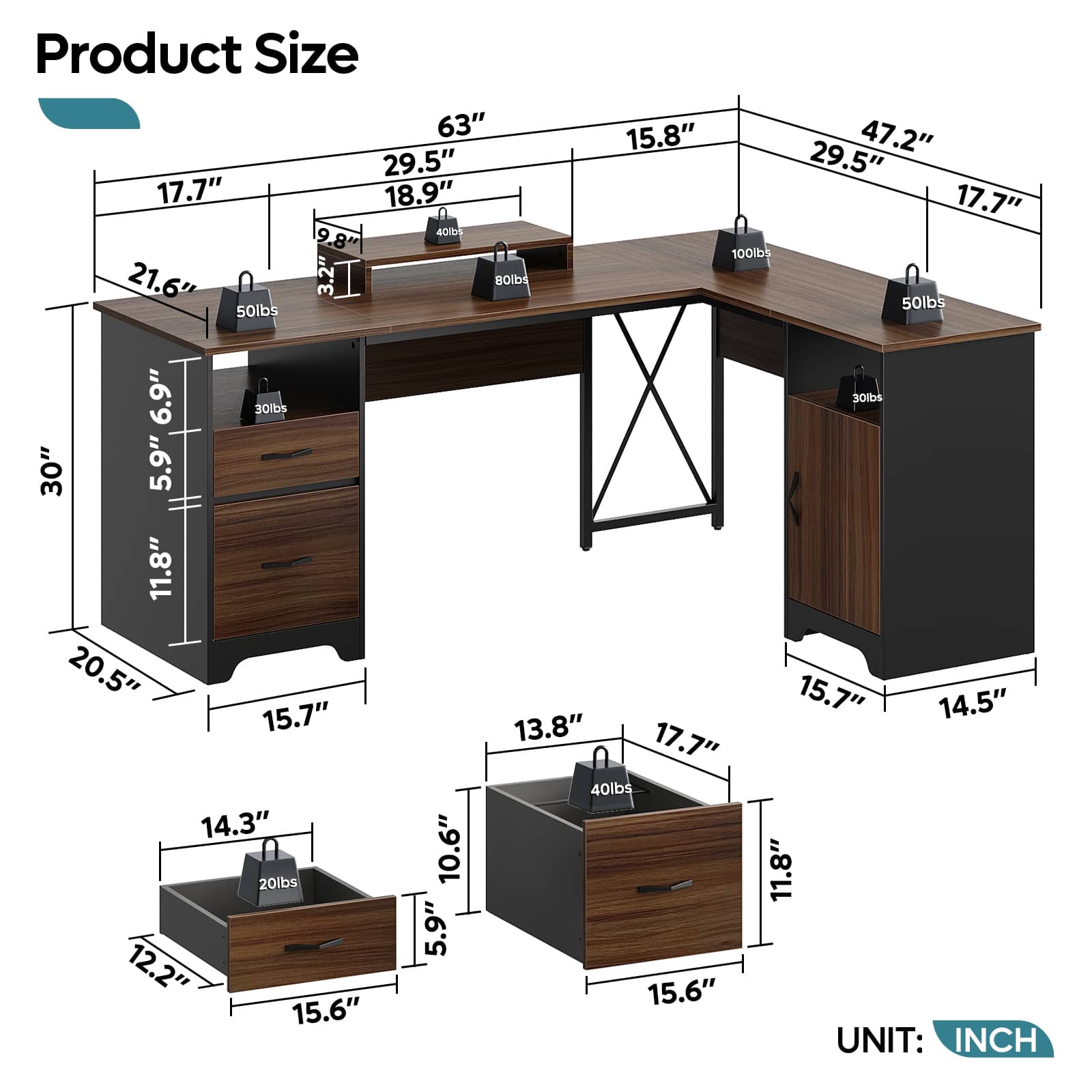Bestier LOW-H104815R-CRY desks - View #5