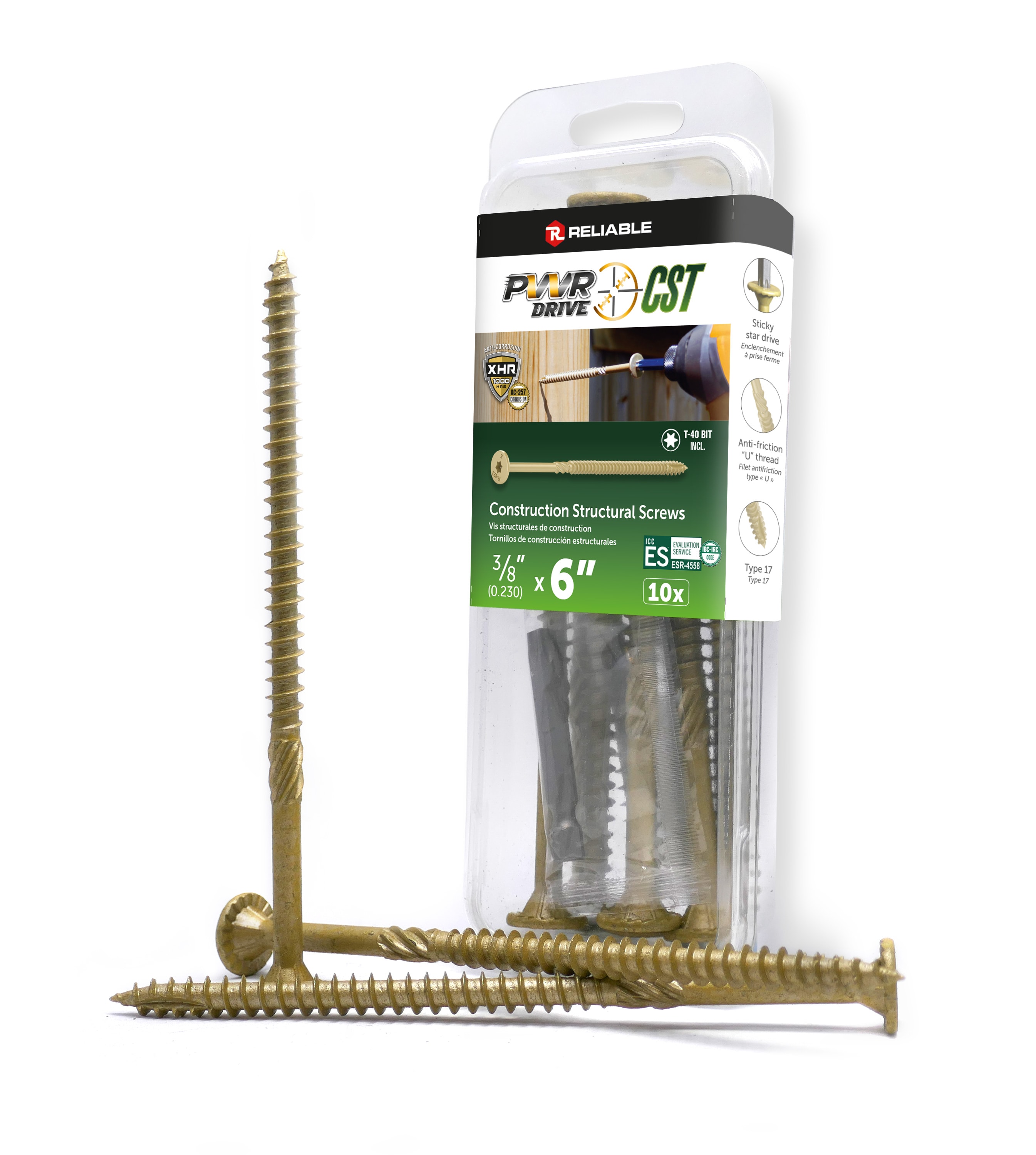 PWR DRIVE Reliable 3/8-in x 6-in Wood to wood Deck Screws 10 -Per Box