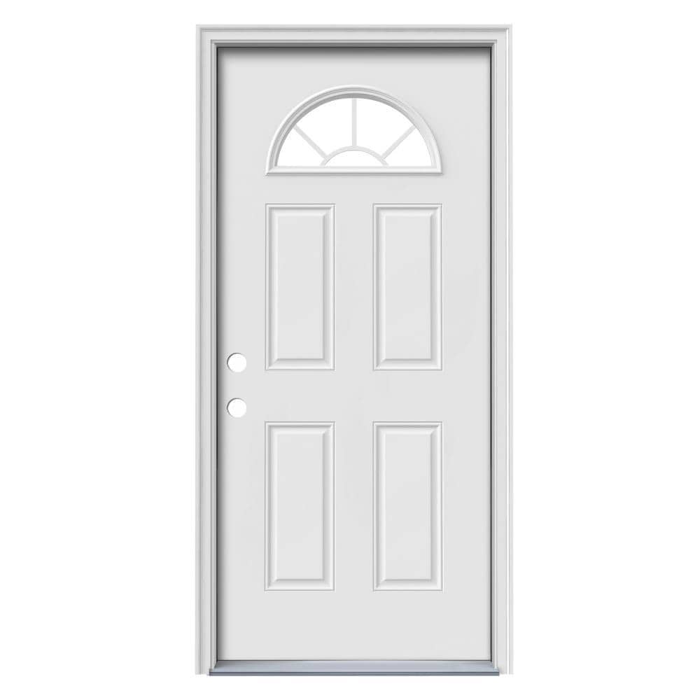 ReliaBilt Craftsman 32-in x 80-in Steel Right-Hand Inswing Unfinished 1 Panel Unfinished Prehung Single Front Door