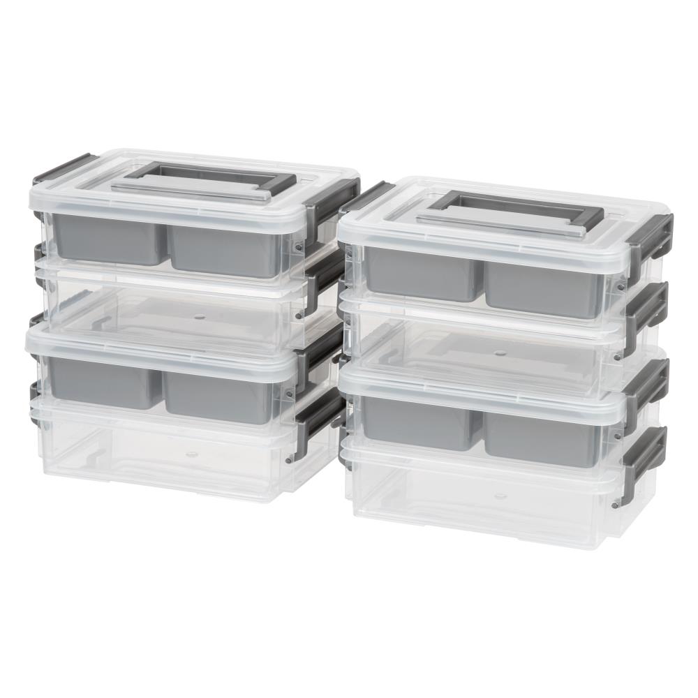 IRIS 589270 4-Pack 7.75-in W x 5.38-in H x 10.88-in D Clear Plastic Stackable Bin