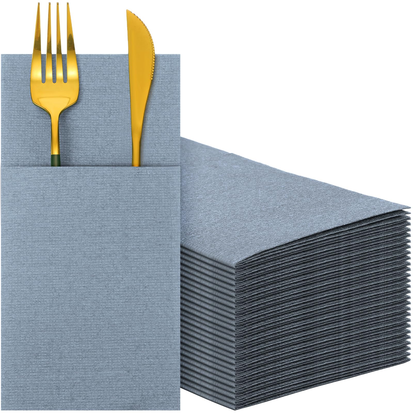 Etokfoks  Dusty Blue Blue Family Disposable Paper Napkins Disposable Tableware Napkins Prefolded 50 Piece Per Case