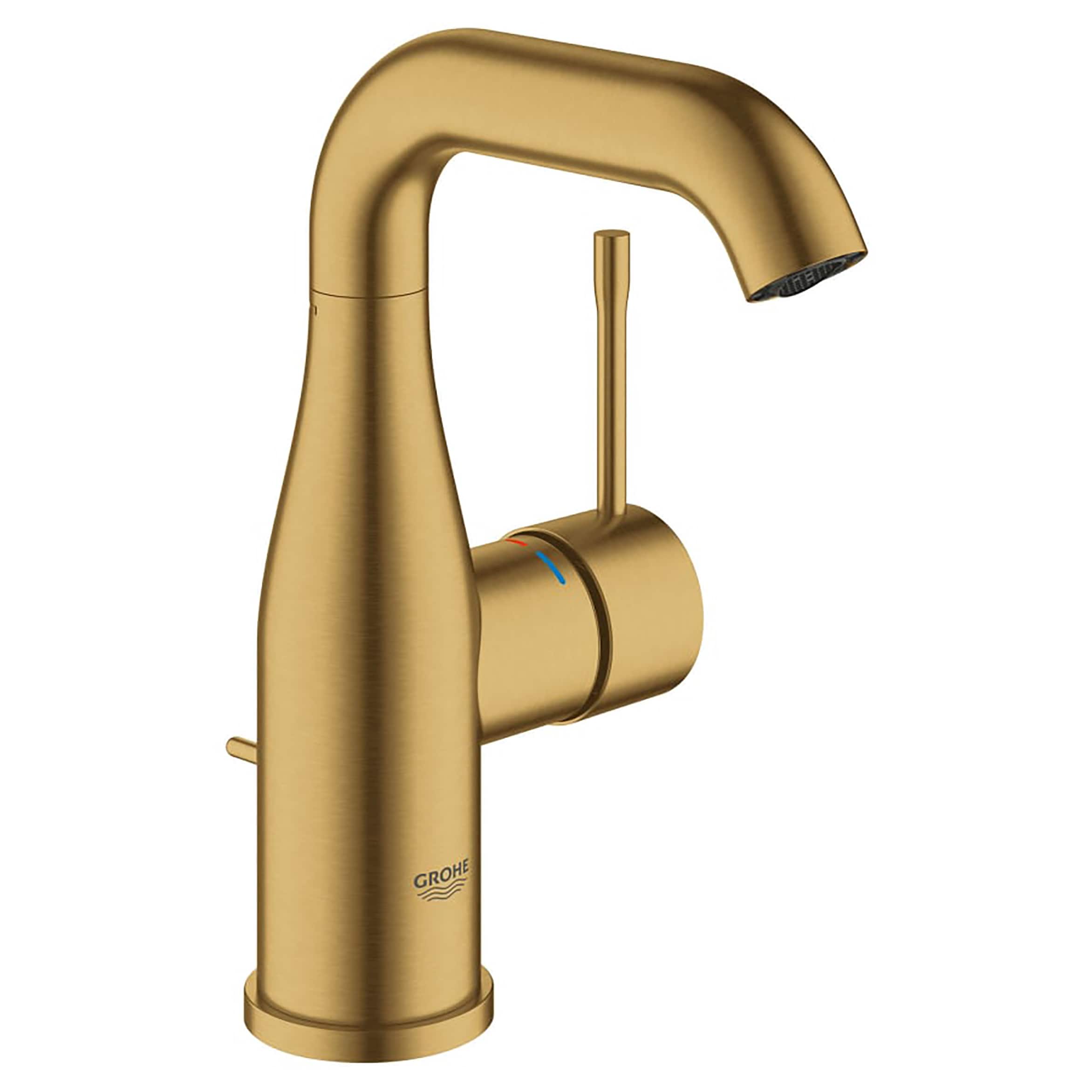 GROHE 23485GNA Essence Brushed Cool Sunrise Single hole 1-handle WaterSense Mid-arc Residential Handle Bathroom Sink Faucet with Drain