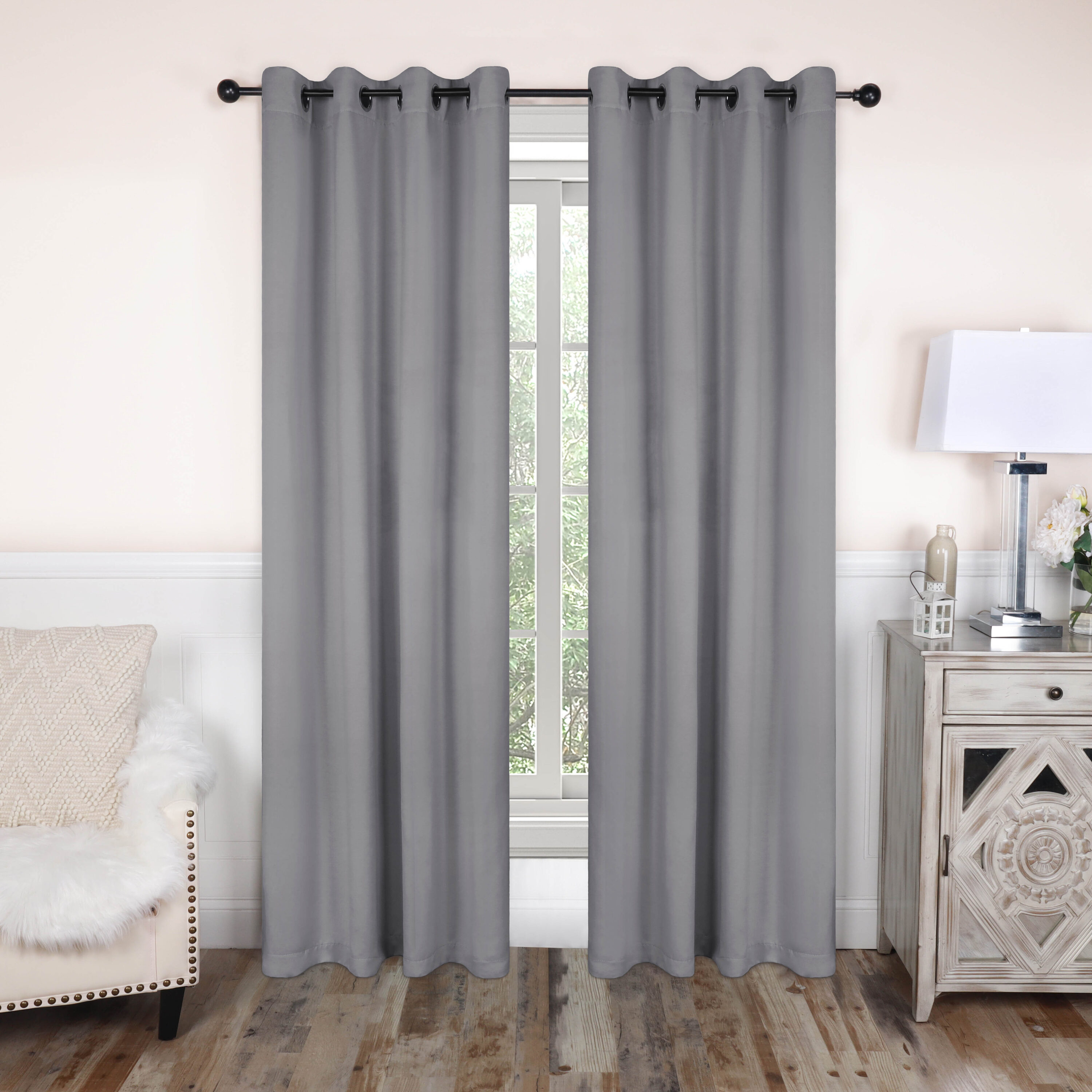Superior - 96-in Silver Room darkening Grommet Curtain panel pair