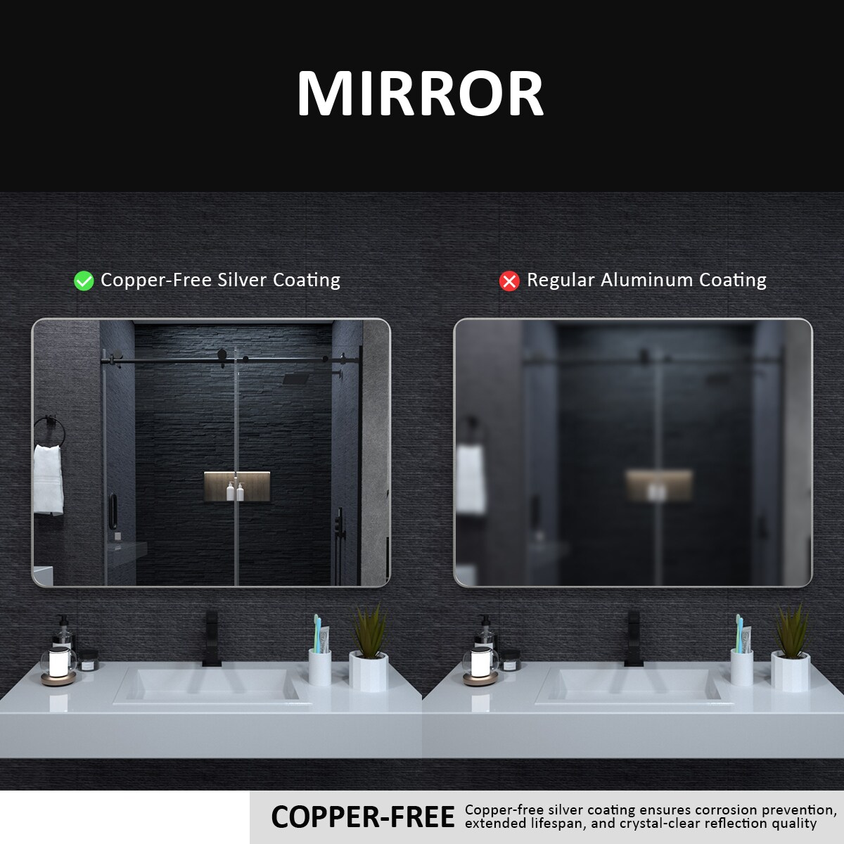 Forclover TAK-FMR4836BG Framed-Bath-Mirrors - View #8