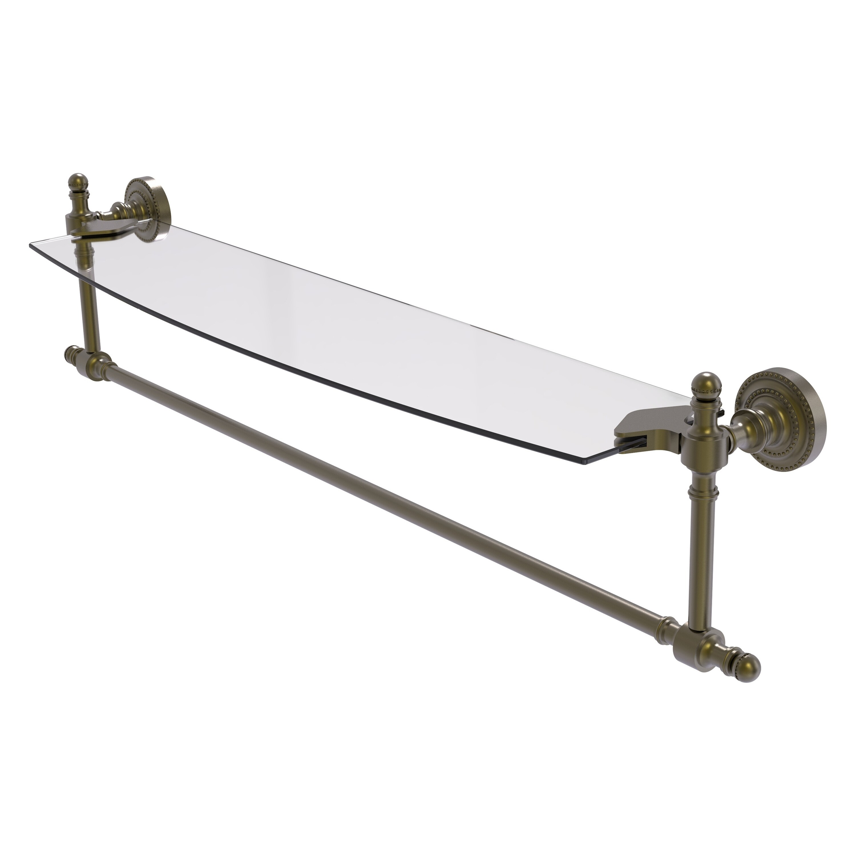 Allied Brass RD-33TB/24-ABR Retro Dot Antique 1-Tier Brass Wall Mount Bathroom Shelf (24-in x 5-in)