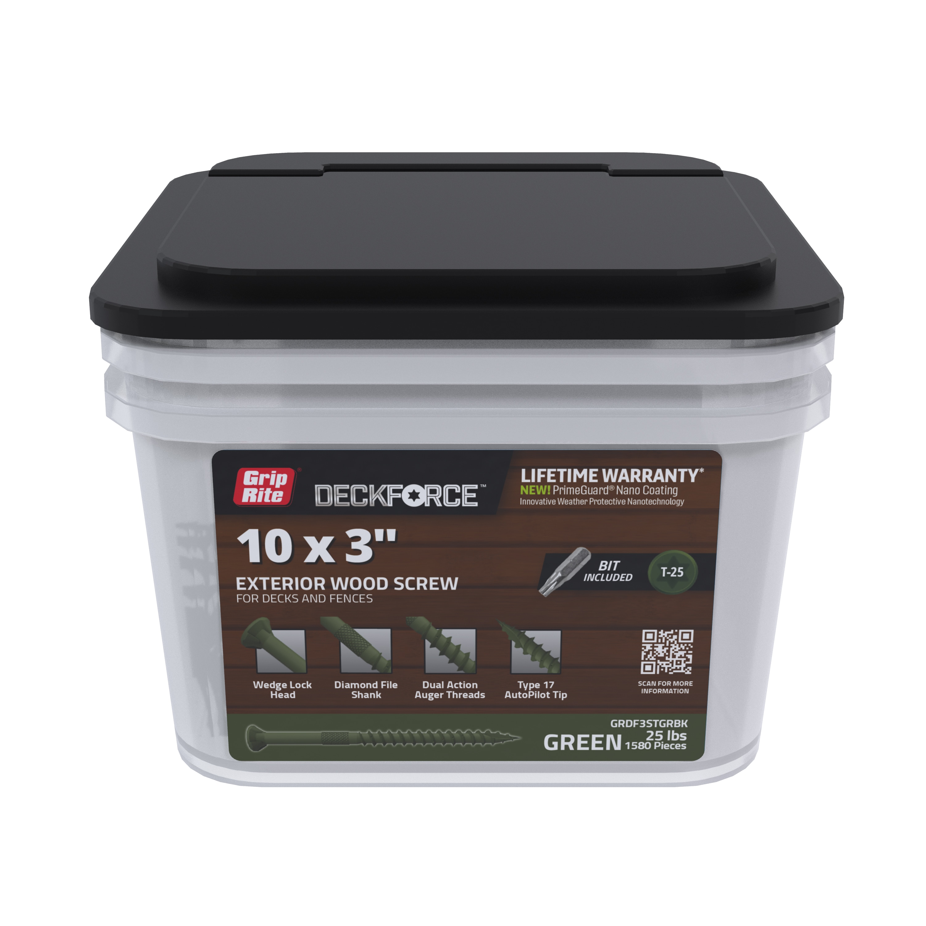 DeckForce by Grip Rite #10 x 2-1/2-in Wood To Wood Deck Screws (1825-Per Box) GRDF212STTBK Sansujyuku sansujyuku.com