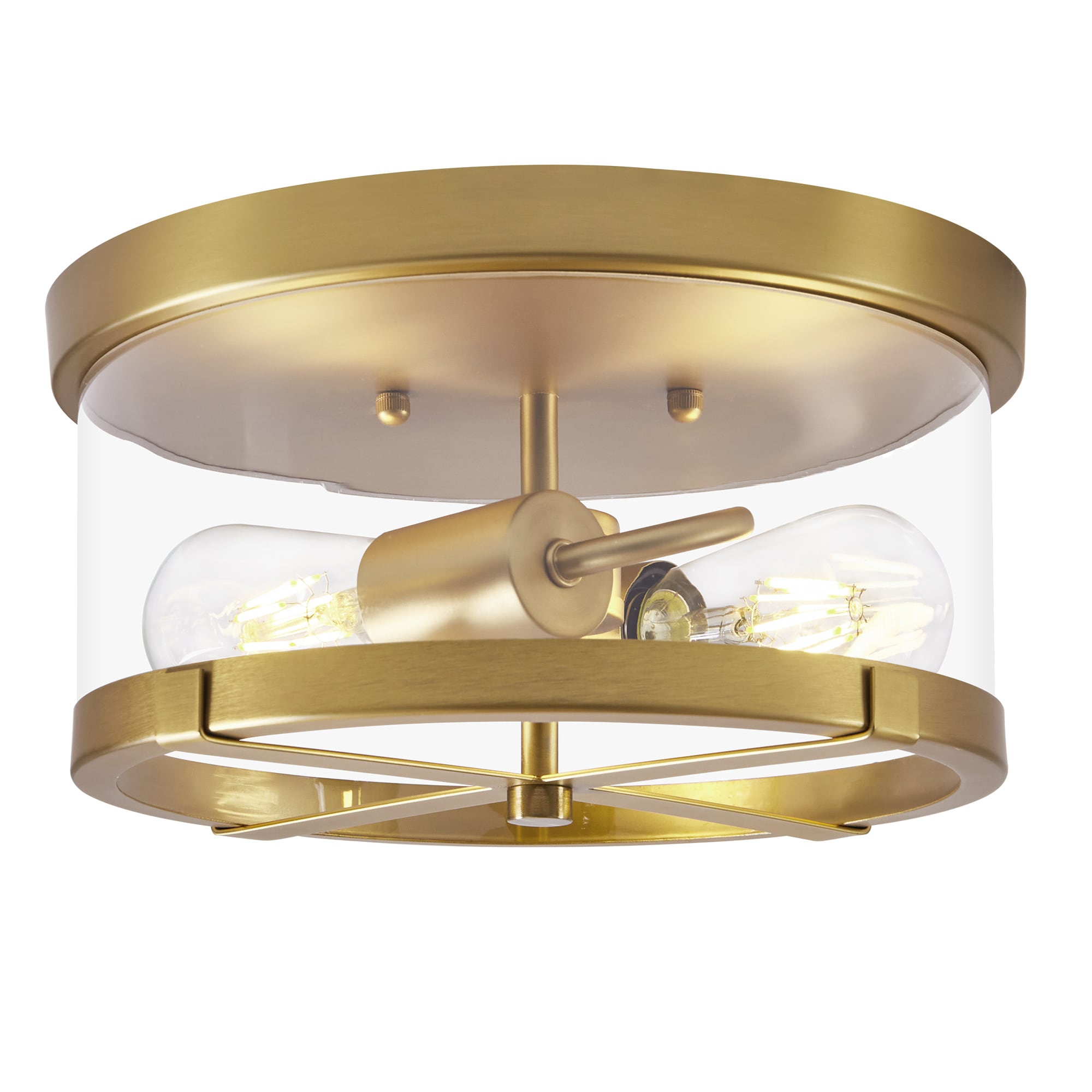 LamQee 06FTL0283AGD Flush Mount Ceiling Light 2 -Light 11.8-in Antique Gold Flush Mount Light