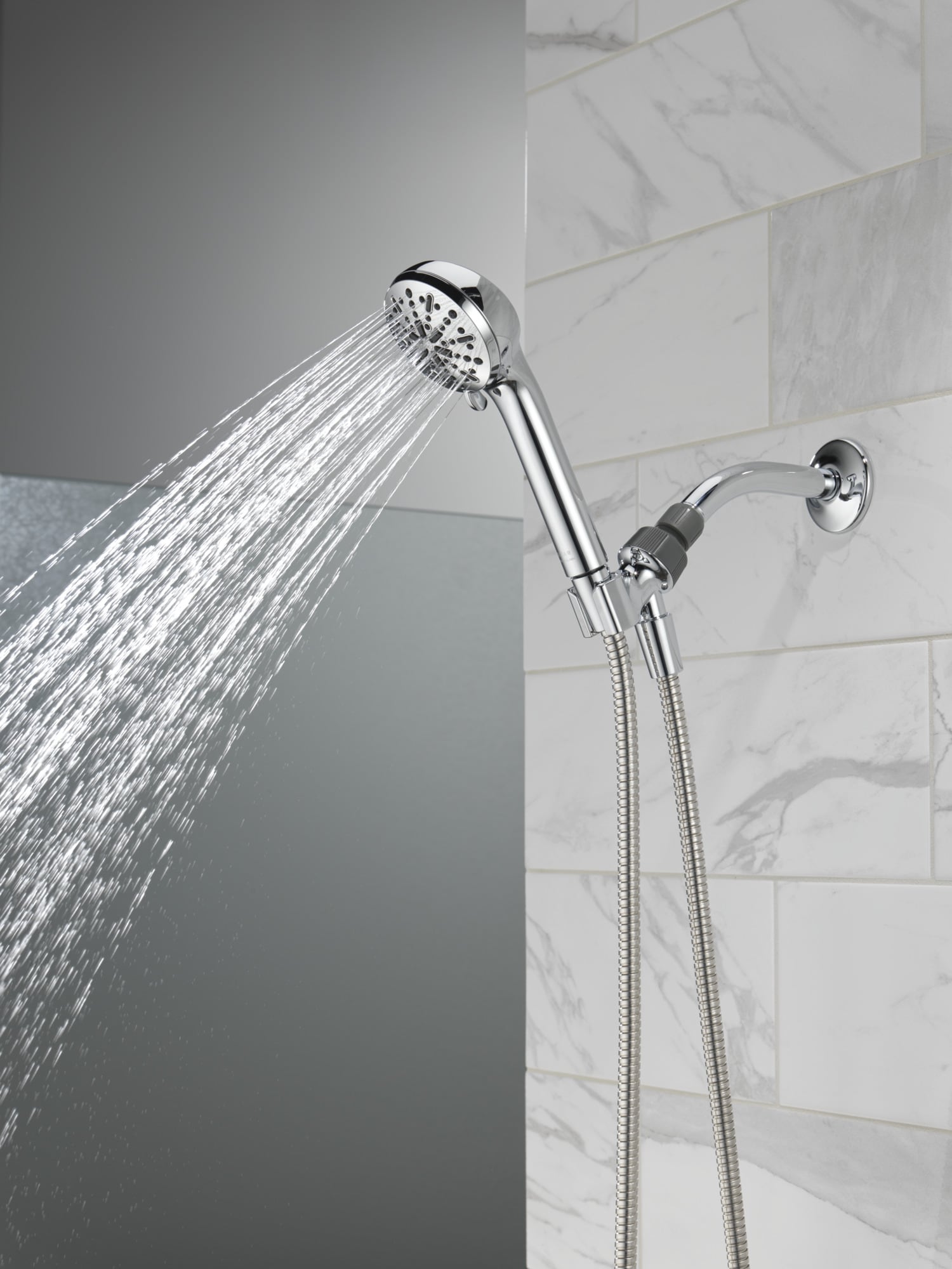 Chrome Adjustable Handheld Multi-Head Shower with Pulse