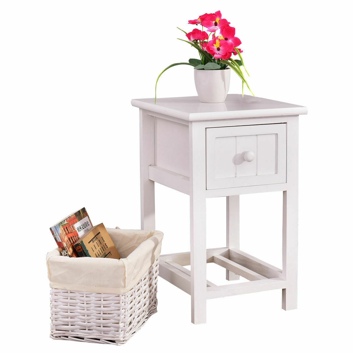 CASAINC HYSN-53787-2 12-in W x 18-in H White Wood Modern End Table Assembly Required