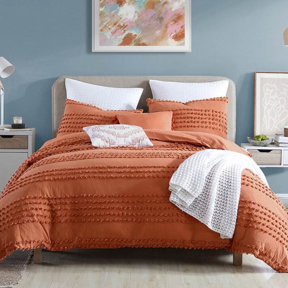Slickblue 5-Piece Brick Orange Cotton Clip Dot King- Full/Queen ...