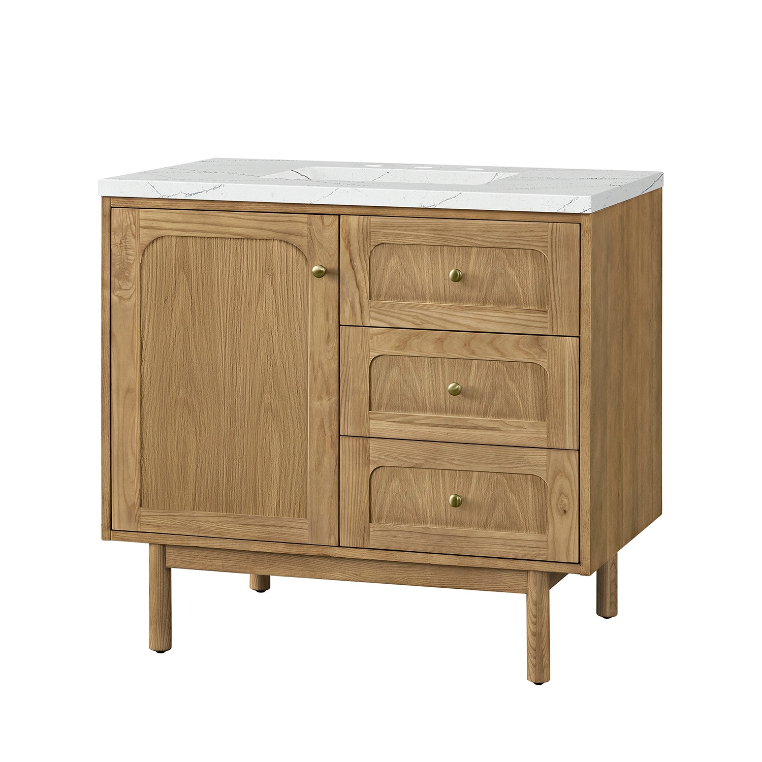 Laurent 36" Light Oak Single Vanity with Quartz Top