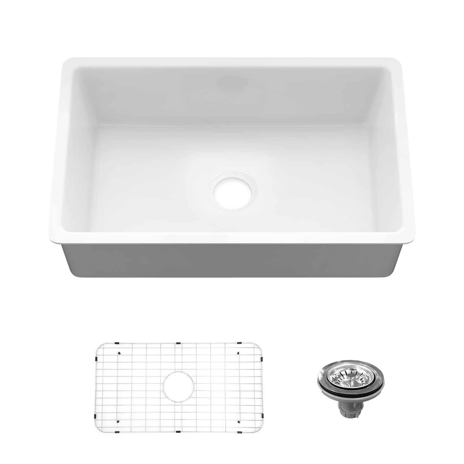 Sinber F3219S-OLR Drop-in 32-in x 19-in Fireclay Single bowl Workstation Kitchen Sink with Drainboard