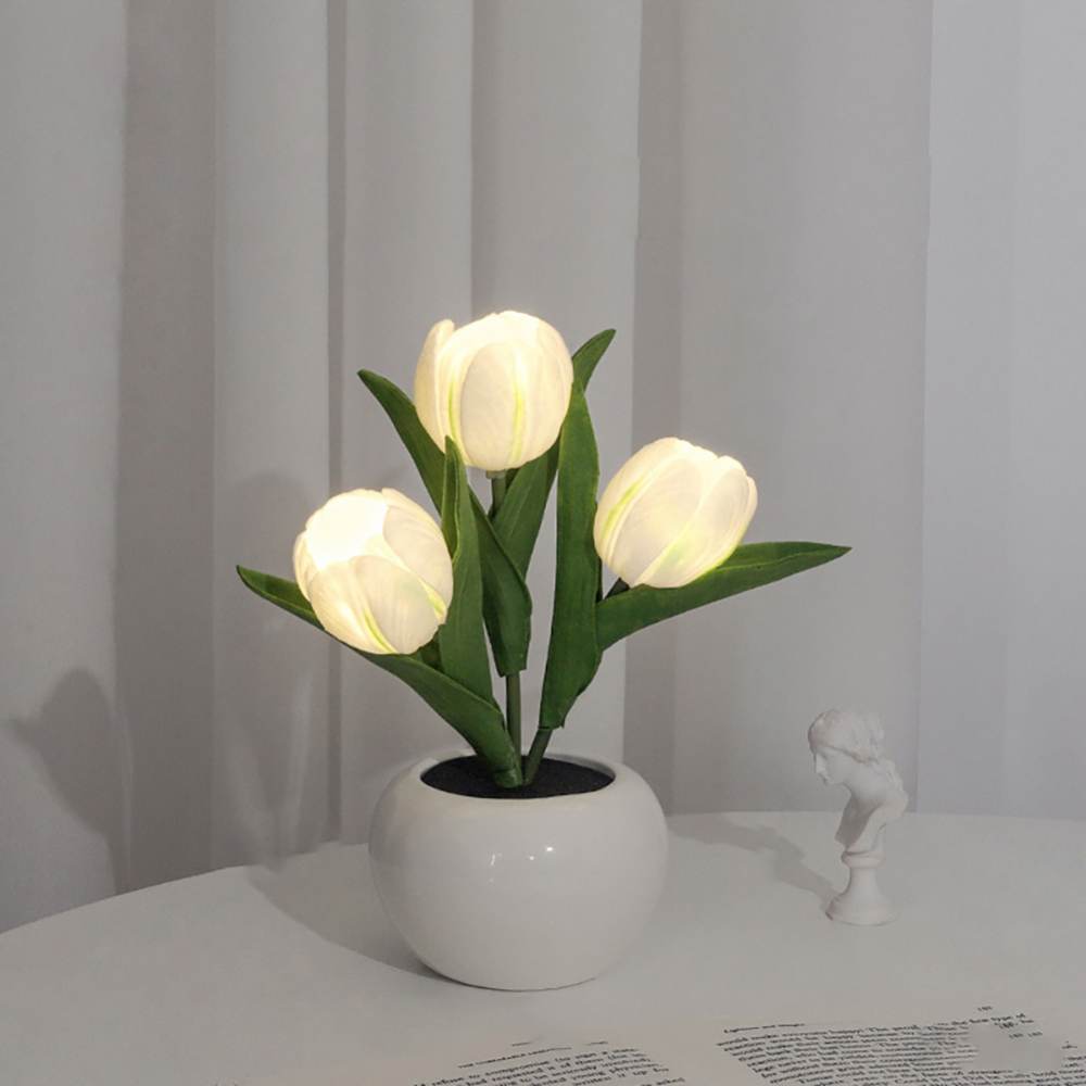 WhizMax WLS-FQZOL-MX6K3WGU Led Simulation Tulip Night Light Fake Flower Table Lamp Ornaments