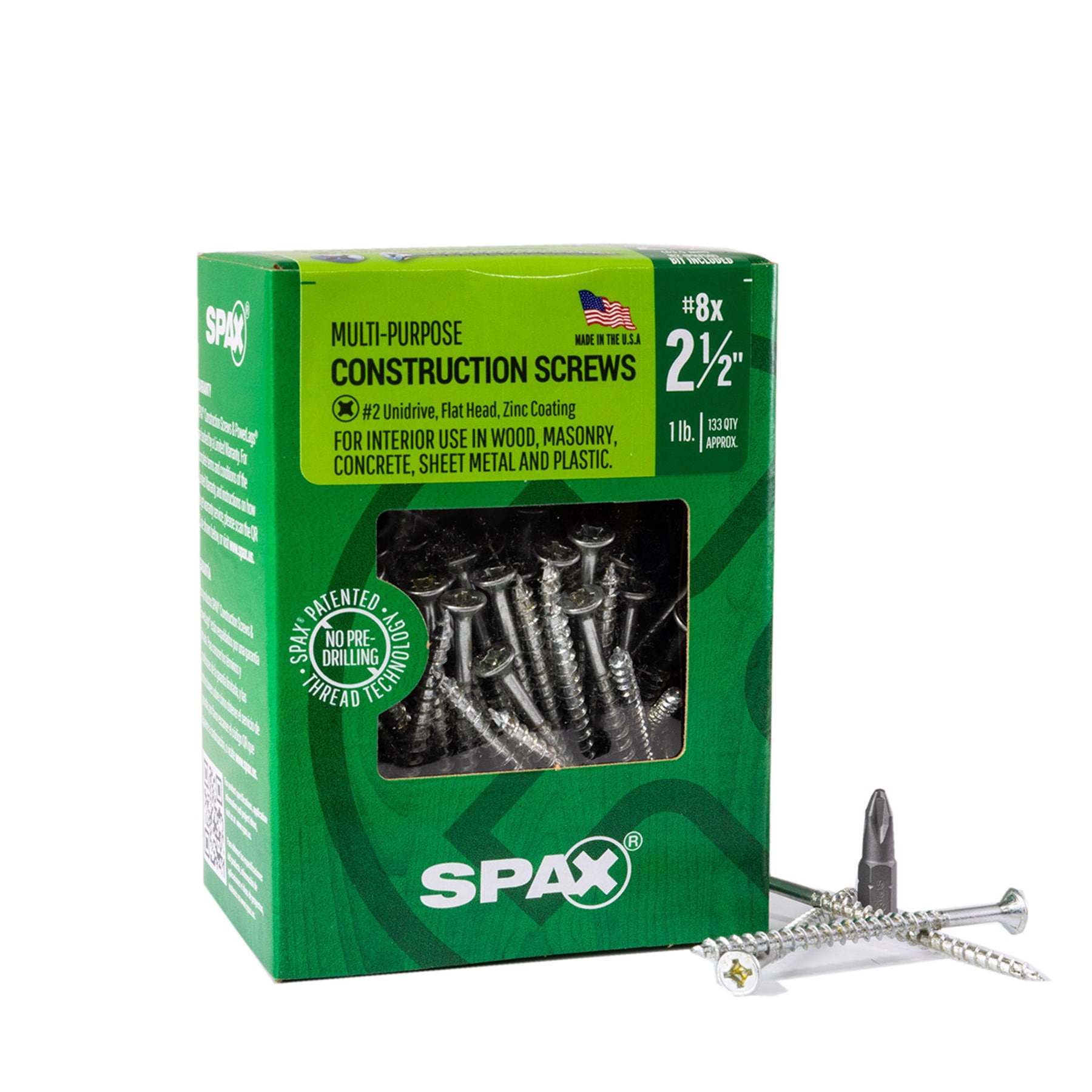 SPAX 4101010400604 Multi-Material #8 x 2-1/2-in Zinc-plated Interior Wood screws ( 133 -Per Box )