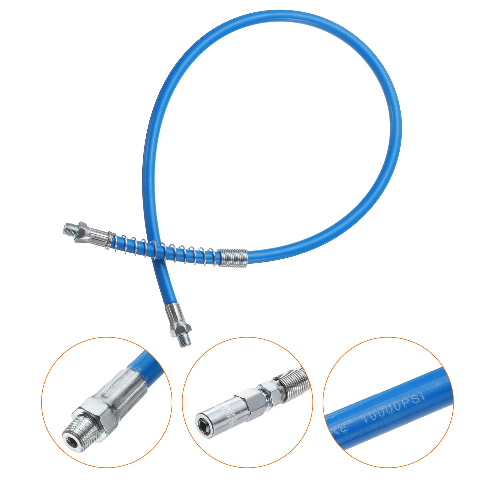 Harfington Grease Gun Hose Kit 23.8inch 10000 PSI Spring Flex High ...