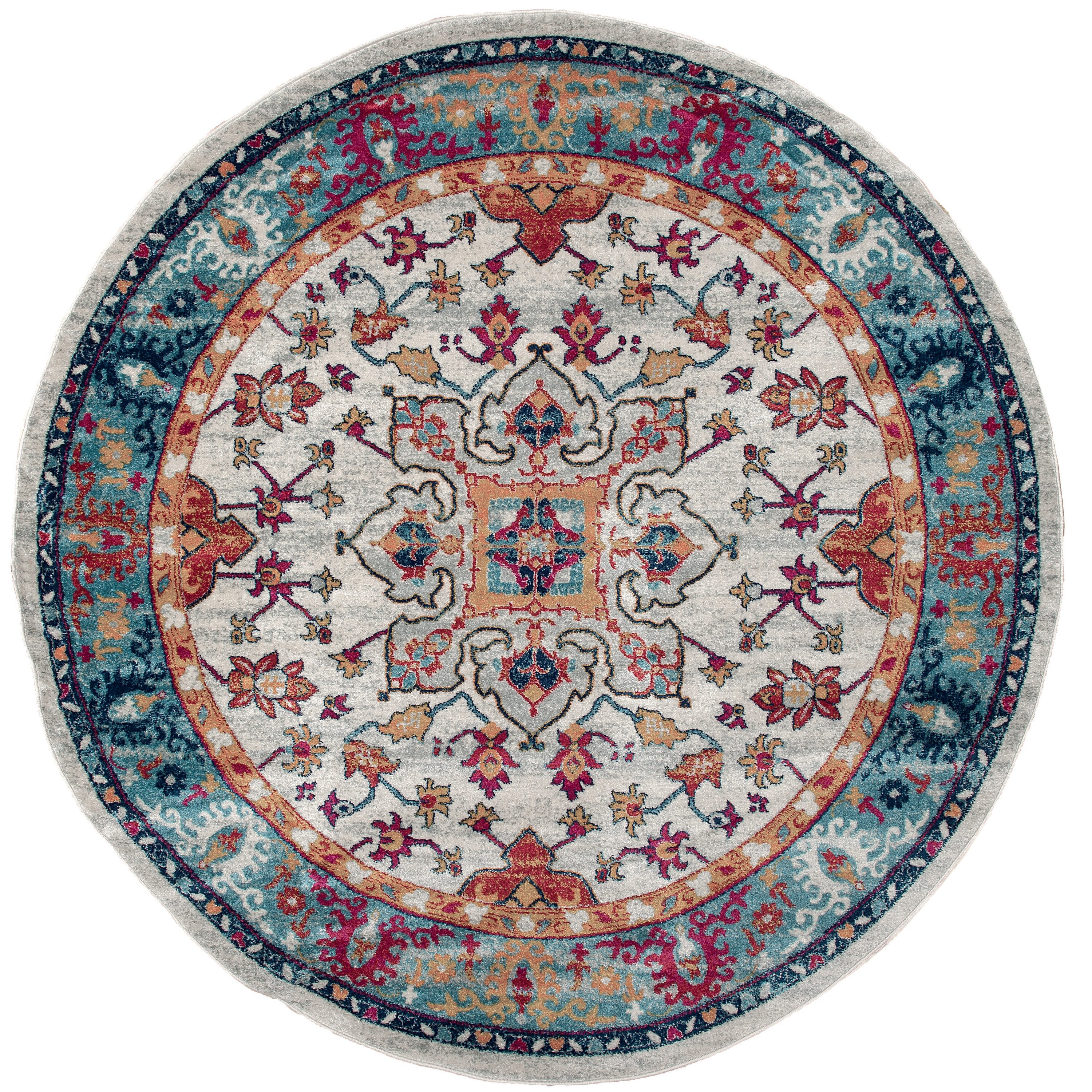 United Weavers Of America Bali Blue Round Indoor Border Area Rug at ...