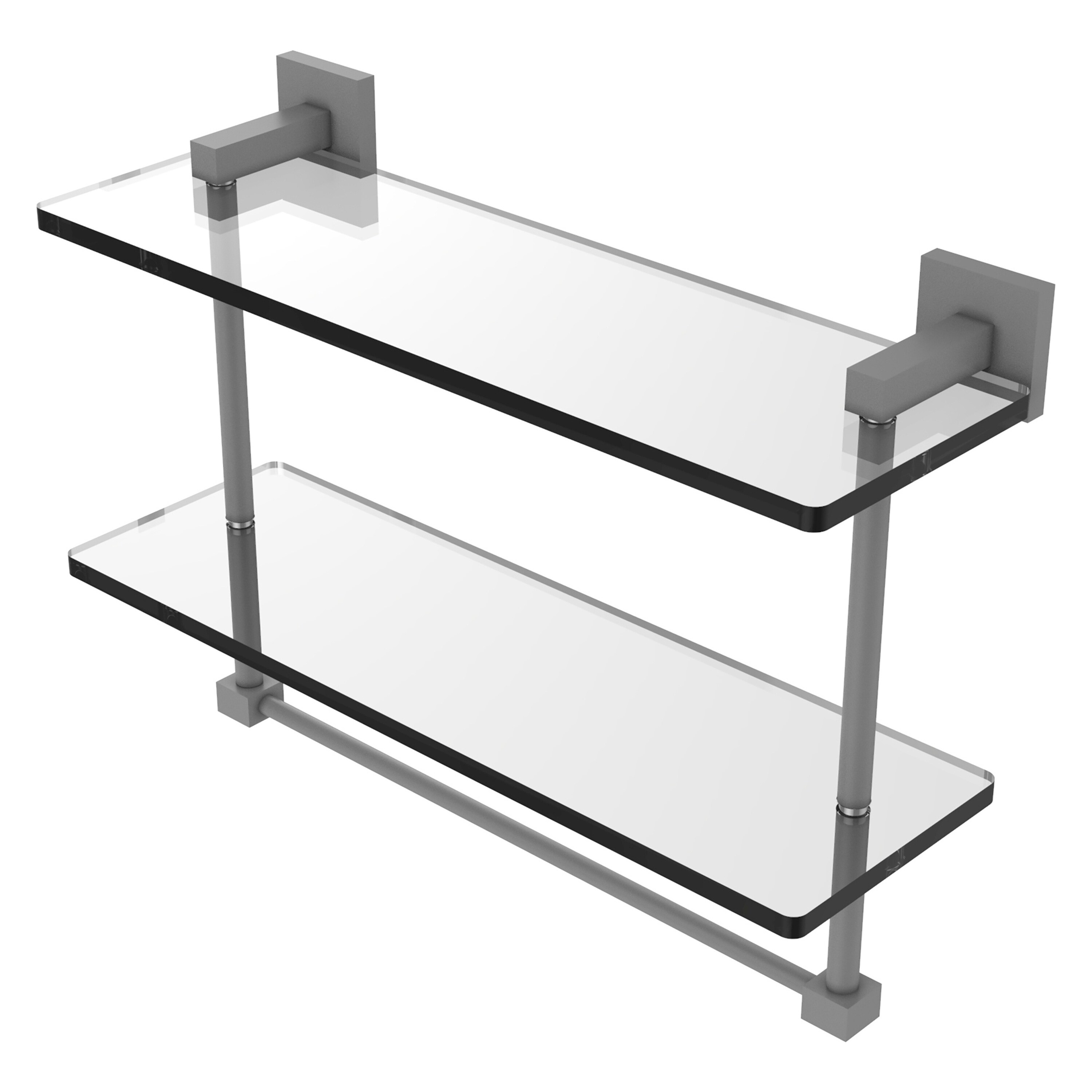 Allied Brass MT-2-16TB-GYM Montero Matte Gray 2 -Tier Wall mount Bathroom Shelf ( 16-in x 11.7-in x 5-in )