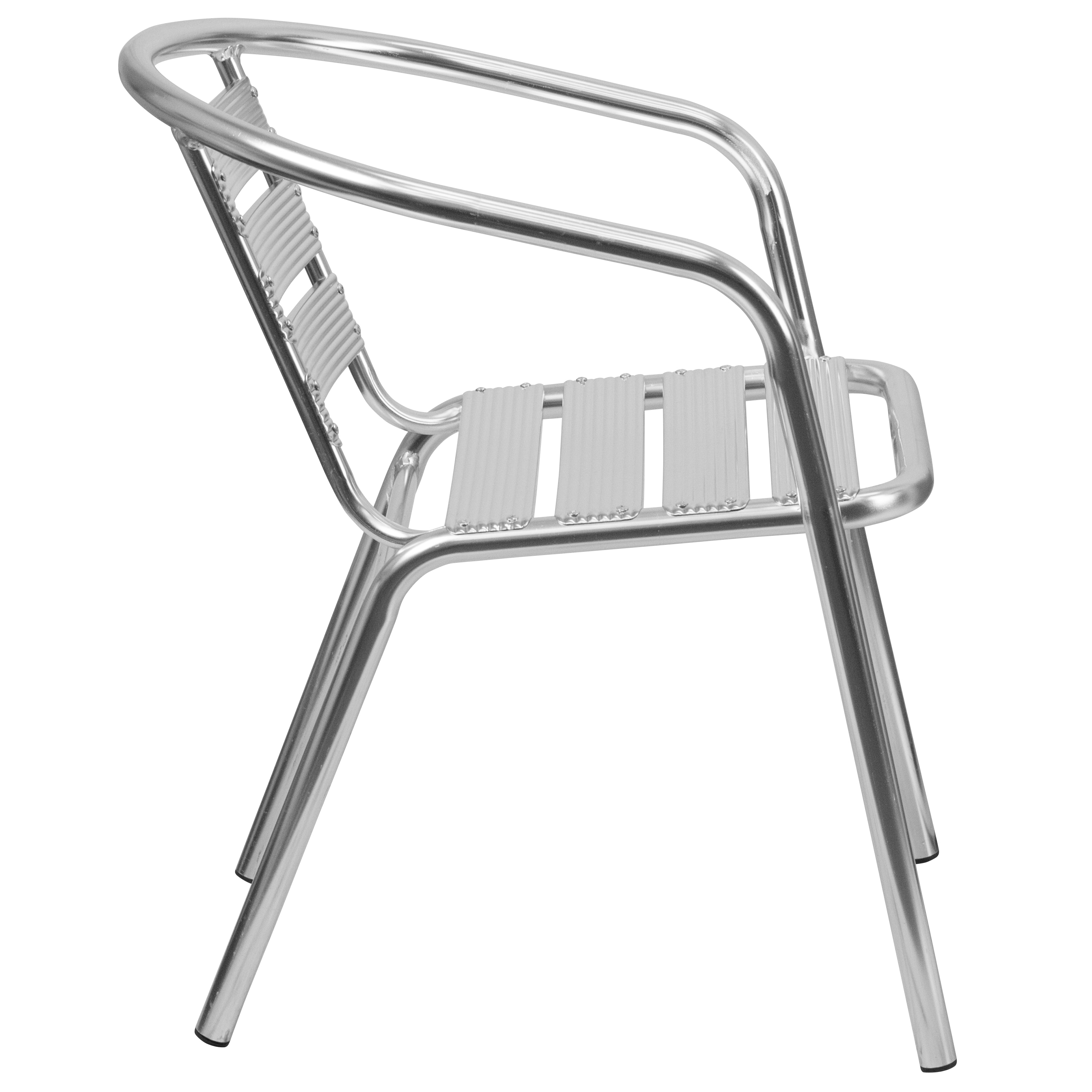 Sleek Silver Aluminum Indoor-Outdoor Dining Chair with Ladder Back