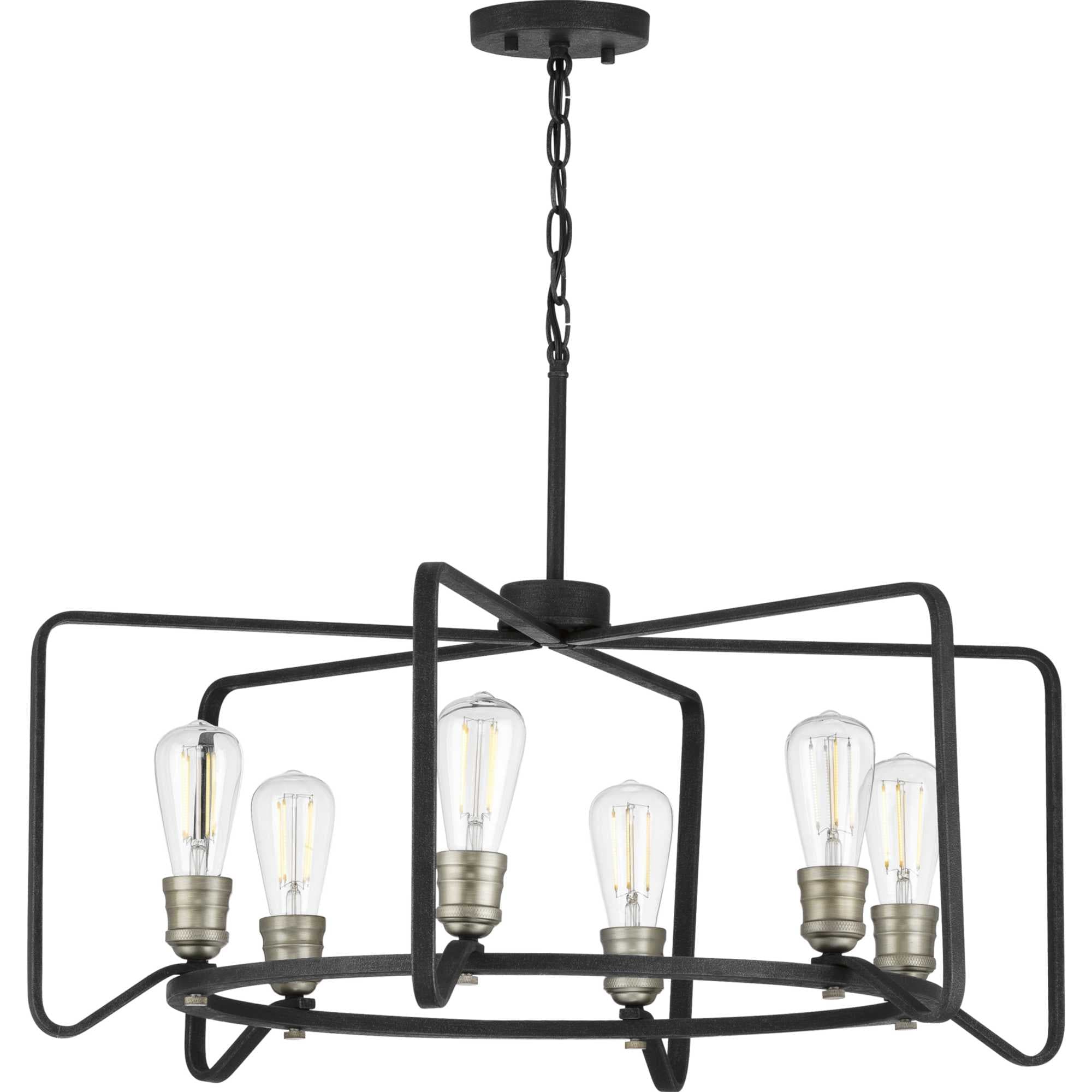 Black Iron 6-Light Cage Chandelier
