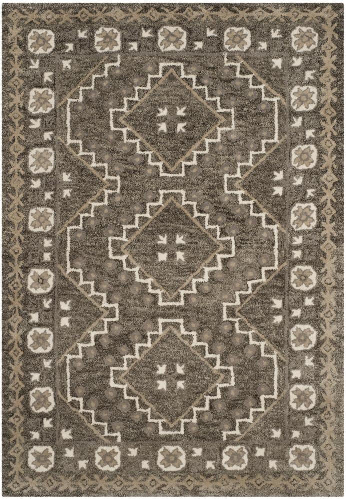 Bella 4' x 6' Brown and Taupe Hand-Tufted Wool Area Rug