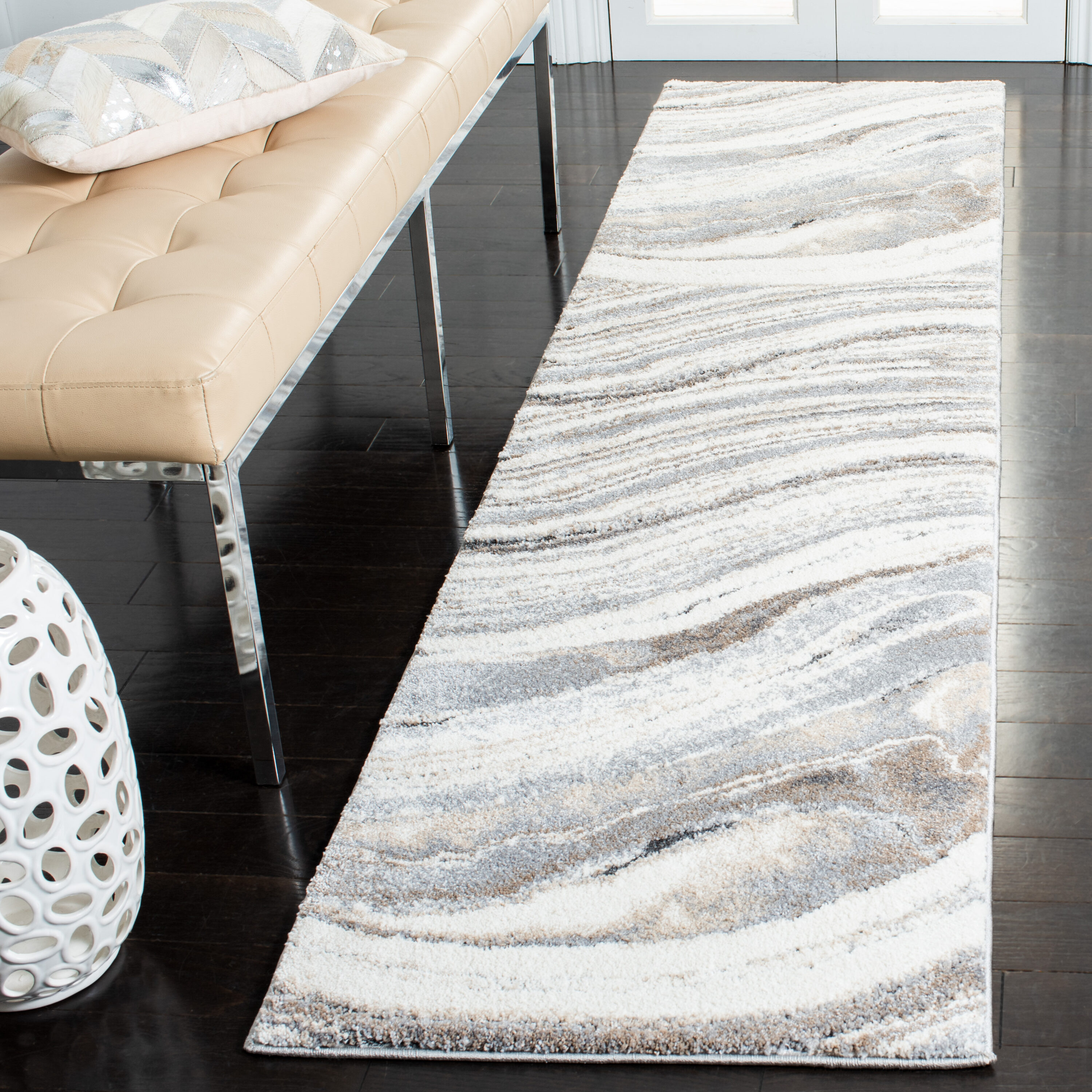 Cyrus Shag 124A Ivory/Grey 2 x 9 Rectangular Runner rug