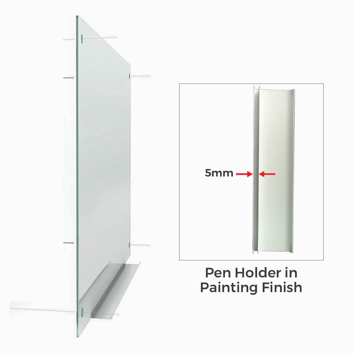 Large Black Magnetic Glass Dry Erase Board with Frameless Design