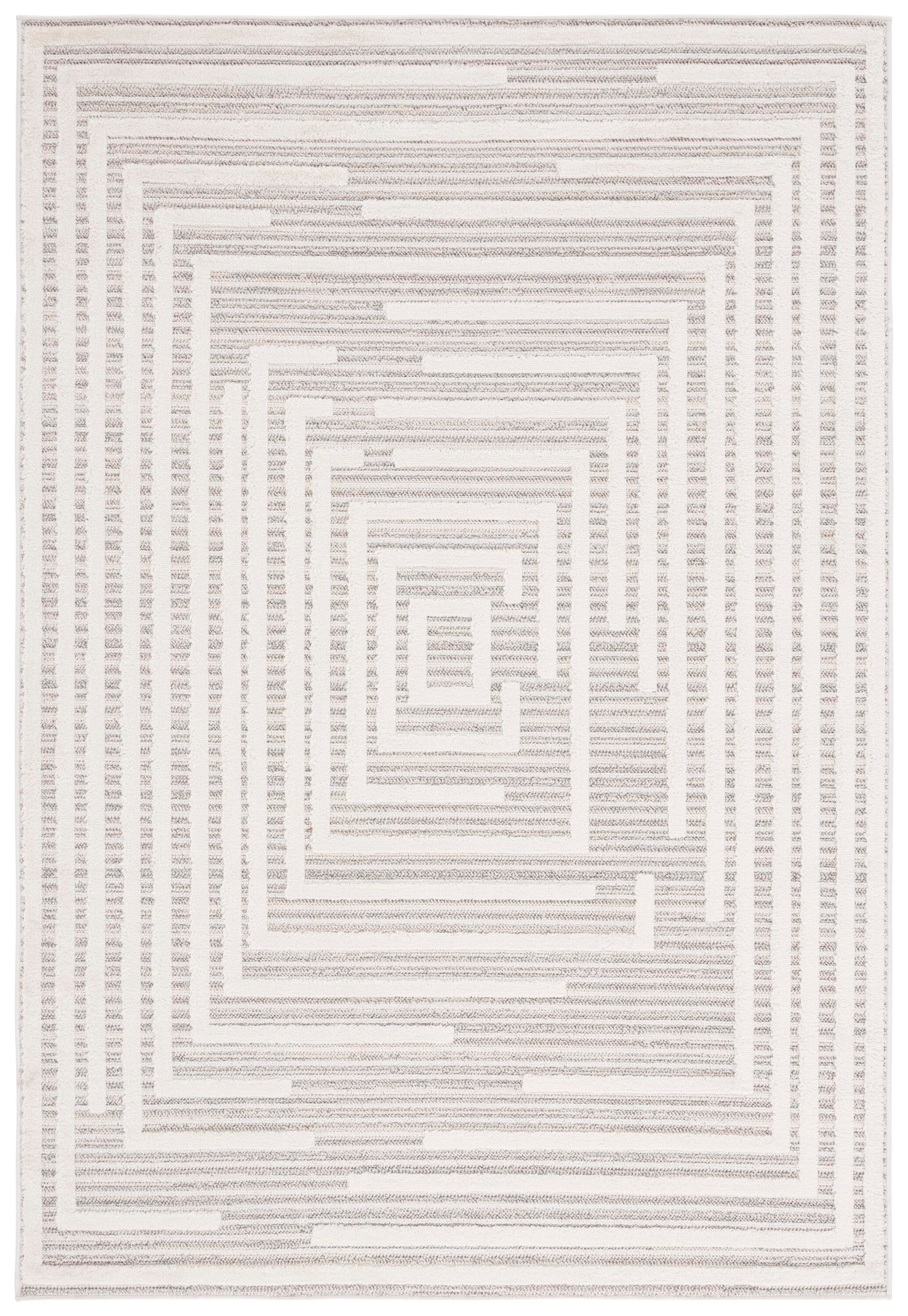 Safavieh ELH570A-8 8 x 10 (ft) Loomed Polyester/Polypropylene Ivory/Gray Rectangular Indoor Geometric Mid-Century Modern Area rug