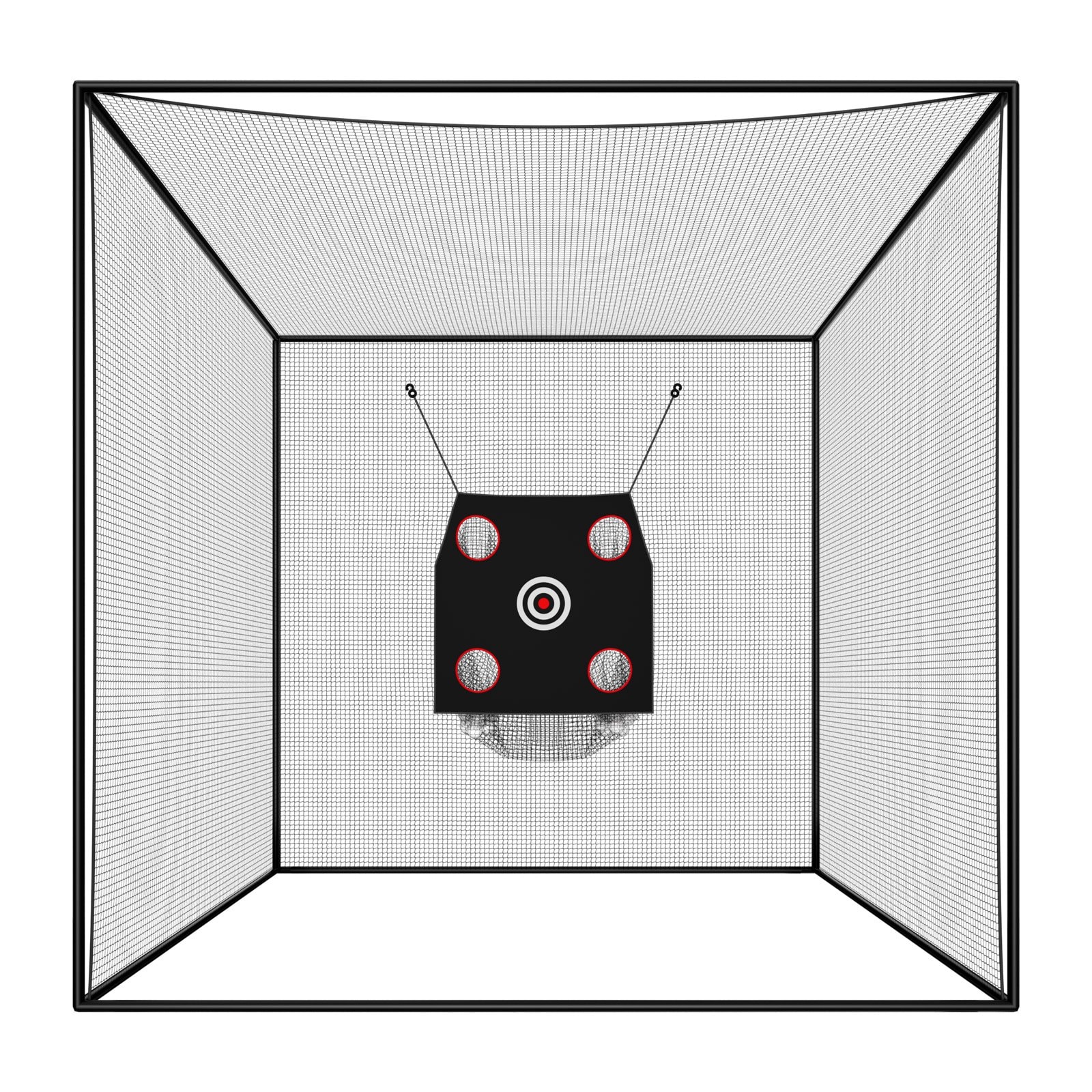 Slickblue Black Large Golf Practice Simulator Net 10 x 10 x 10 ft with Polyester Mesh for Swing and Pitch Training