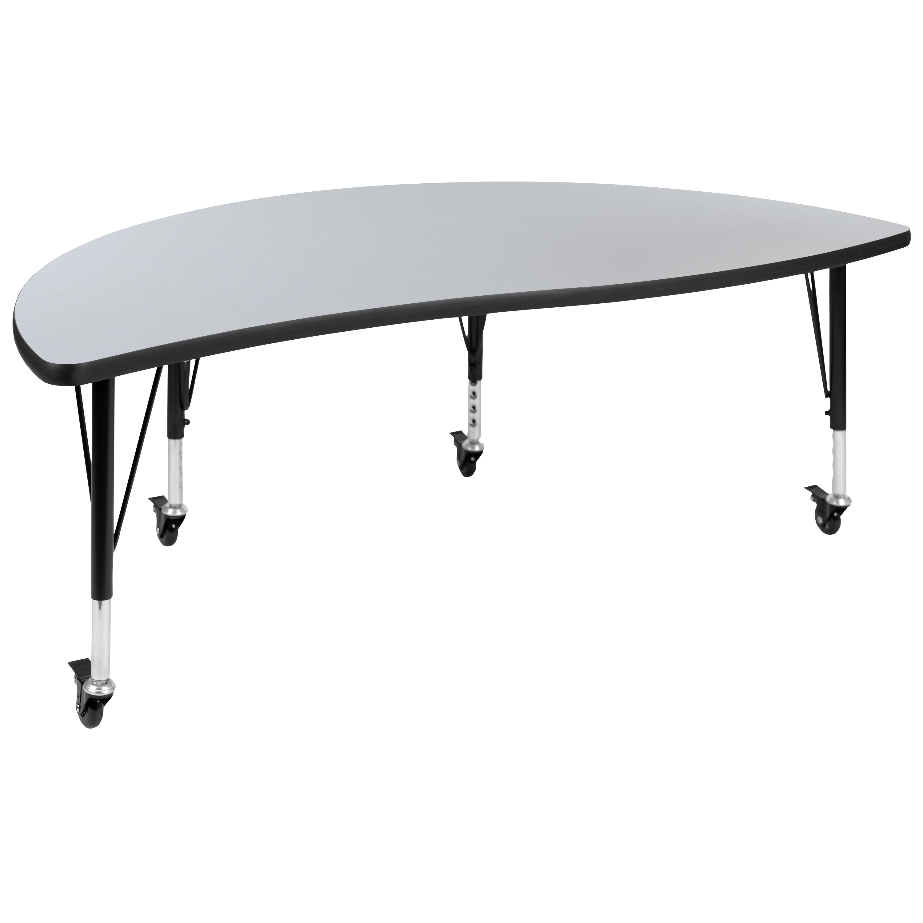 Mobile 60-in Half Circle Wave Flexible Collaborative Grey Kids Adjustable Activity Table