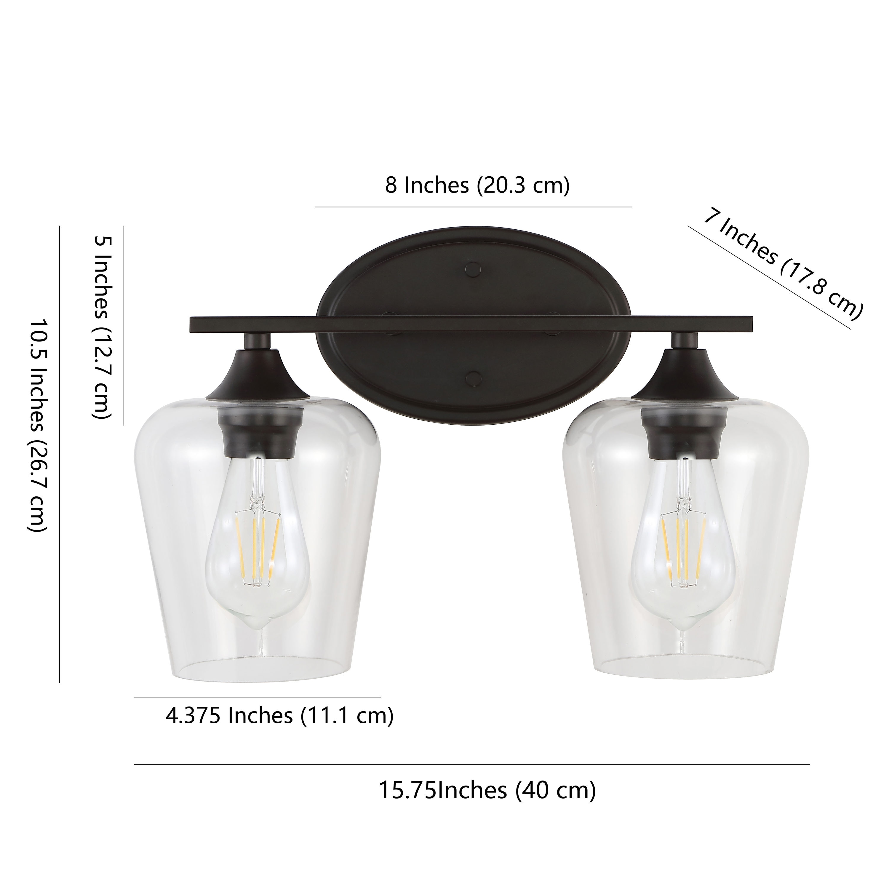 JONATHAN Y Jayne Iron/Seeded Glass Farmhouse Rustic 15.75-in 2-Light ...