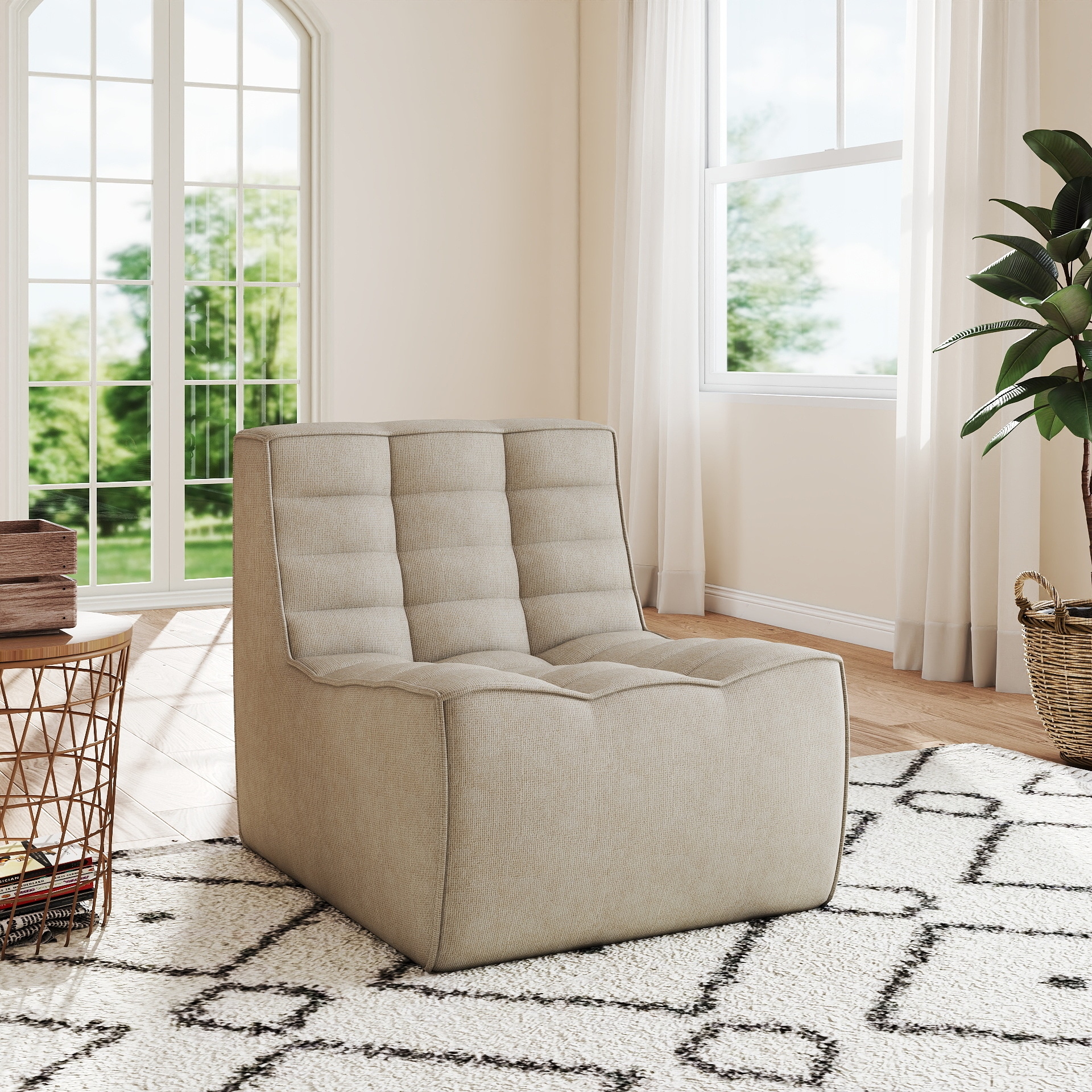 BuotiqHom DH-S1-131KH 45-in Casual Khaki Linen 1 -seater Sofa