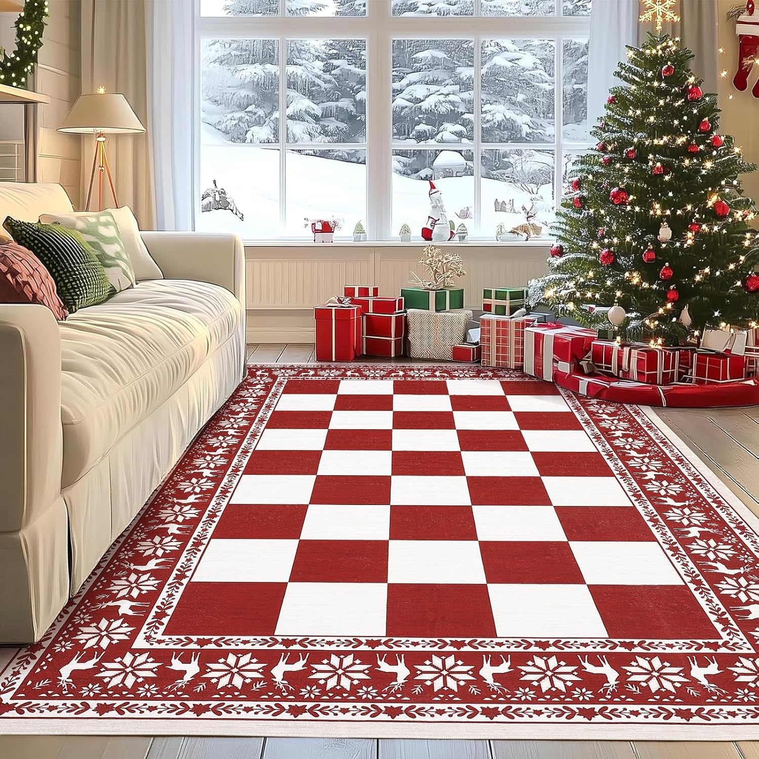 GAOMON Red 6x9 Area Rugs for Living Room Washable Rug for