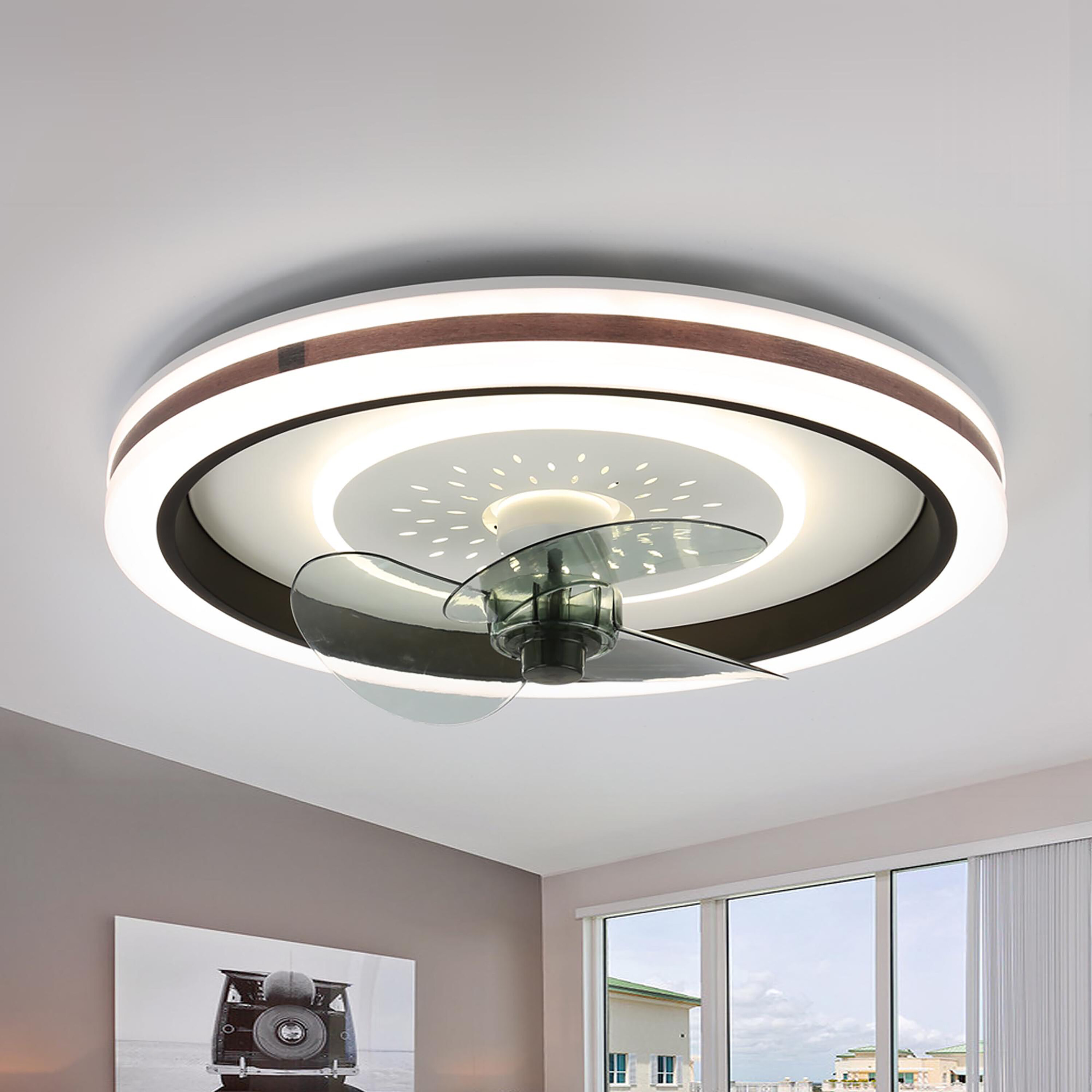 Cusp Barn DC2010 DC2010 19-in Color-Changing Integrated LED Flush Mount Smart White with Plastic Blades Ceiling Fan With Light - Remote Included ( 3 -Blade )