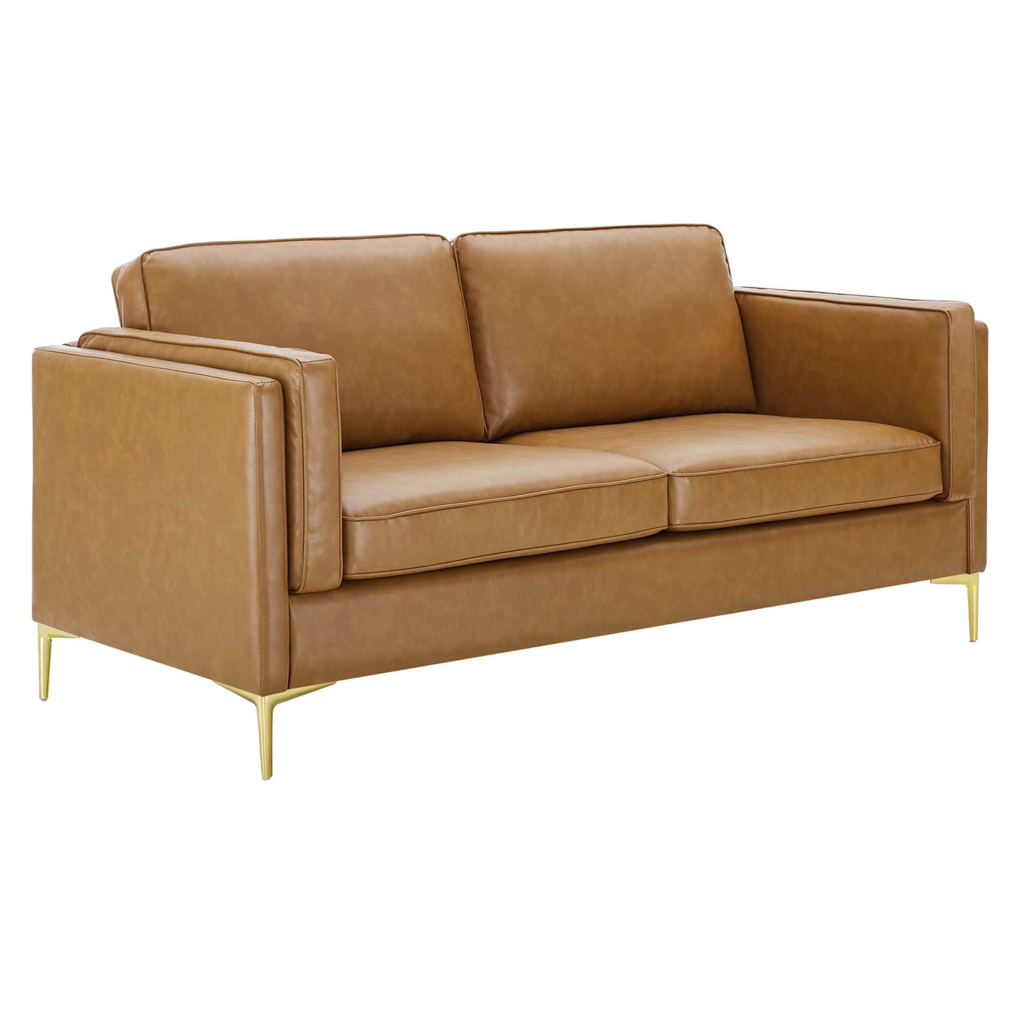  Kaiya Vegan Leather Sofa in Tan