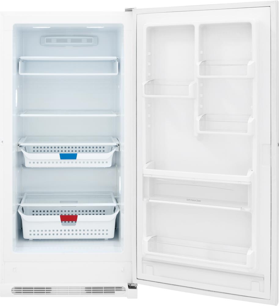Frigidaire FFFH21F4QT 20.5 cu. ft. Freestanding Upright Freezer with 4  Fixed Wire Shelves, Adjustable Door Bins, SpaceWise Adjustable Baskets with  Color-Coordinated Clips, Frost-Free Operation, Lock with Pop-Out Key and  ENERGY STAR: Slate