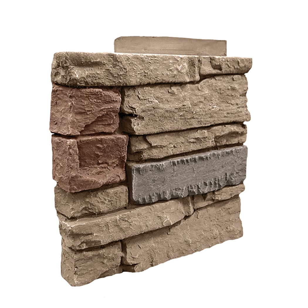 GenStone Stacked Stone Corner Panel Left 0.98 Square feet Desert Sunrise Faux stone veneer #G2SSDSCPL