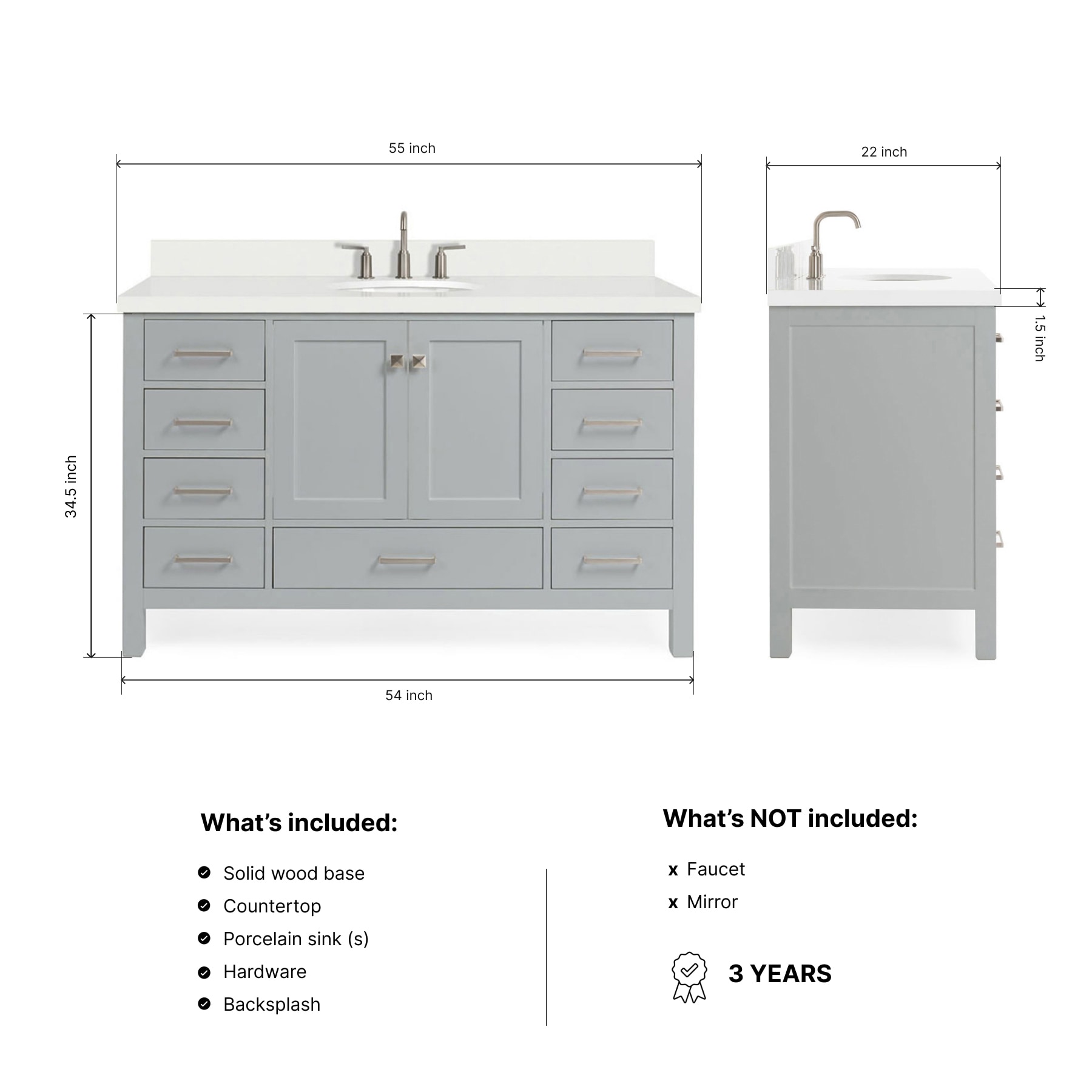 ARIEL A055SWQOVOGRY Bath-Vanity-Combo - View #3
