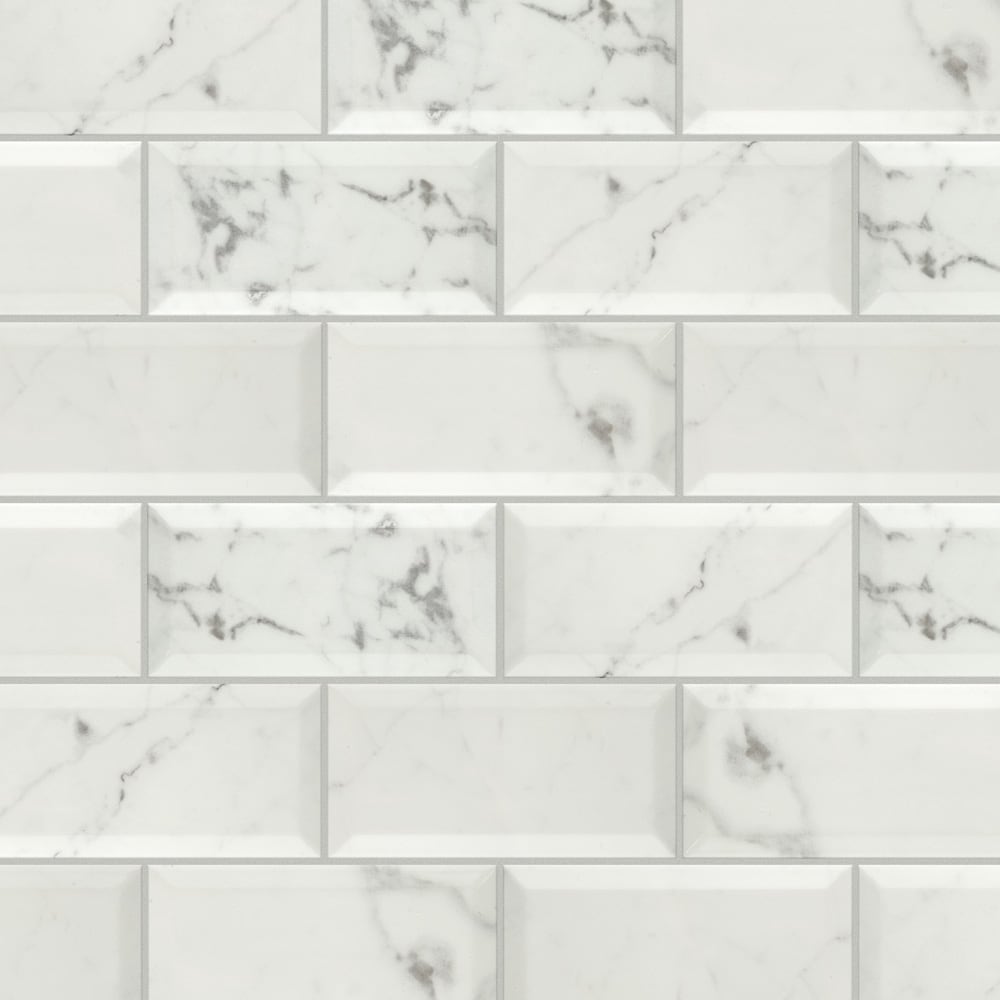 Affinity Tile Classico Carrara Glossy Metro 3-in x 6-in Glossy Ceramic ...