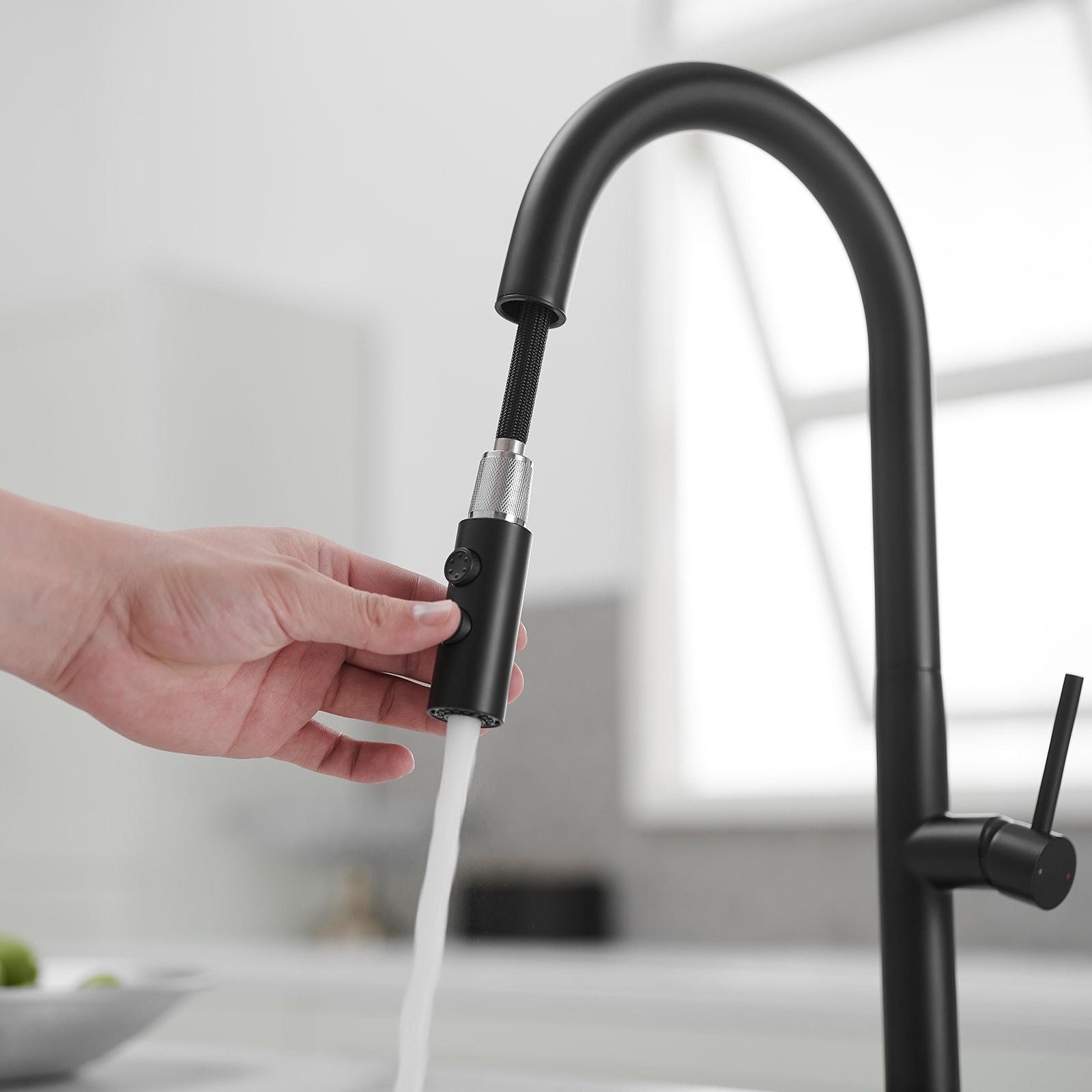 Matte Black Brass High Arc Single Handle Kitchen Faucet
