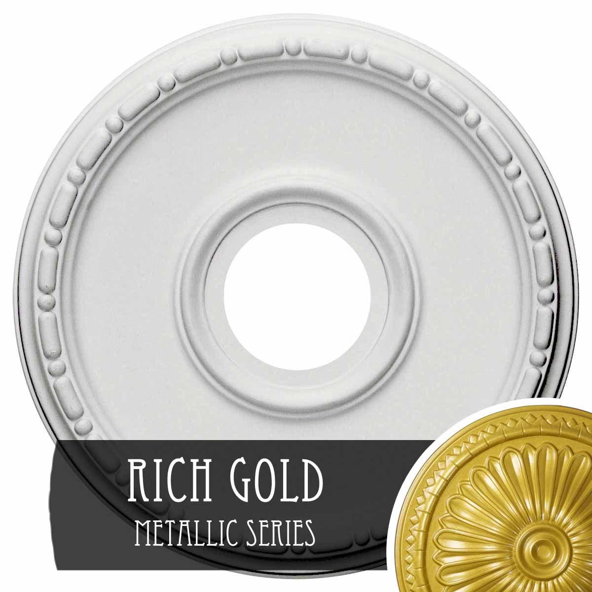 Ekena Millwork CM16MERGS Medea 16.5-in W x 16.5-in L Painted Rich Gold Polyurethane Whole Ceiling Medallion